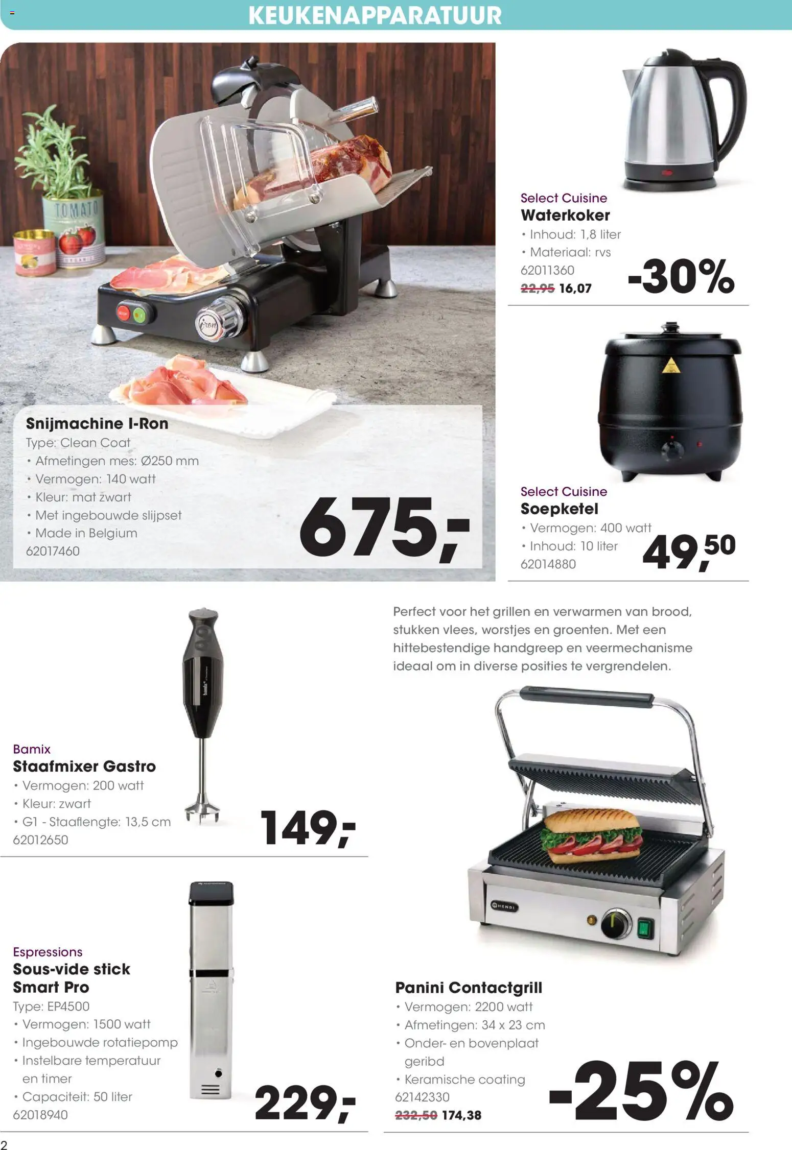 {H1} | Pagina: 2 | Producten: Mes, Waterkoker, Snijmachine, Szeletelt bacon