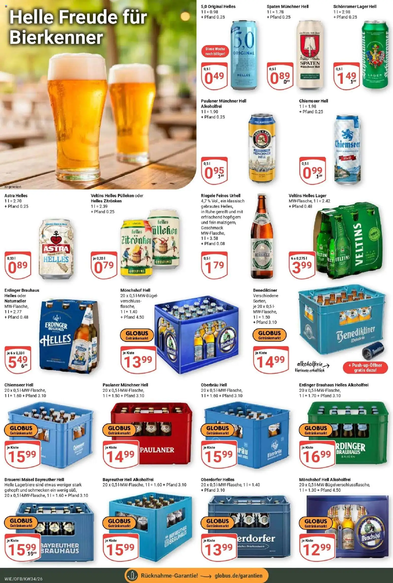 Globus Prospekt Waghäusel (ab 17.08.2026) » Angebote online | Seite: 19 | Produkte: Helles pulleken, Monchshof, Erdinger, Paulaner