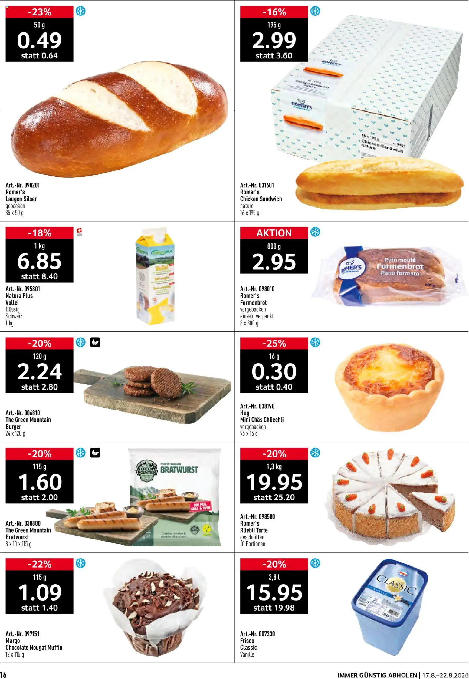 Prodega aktionen – gültig ab 17.08.2026 | Seite: 16 | Produkte: Vanille, Pane, Burger