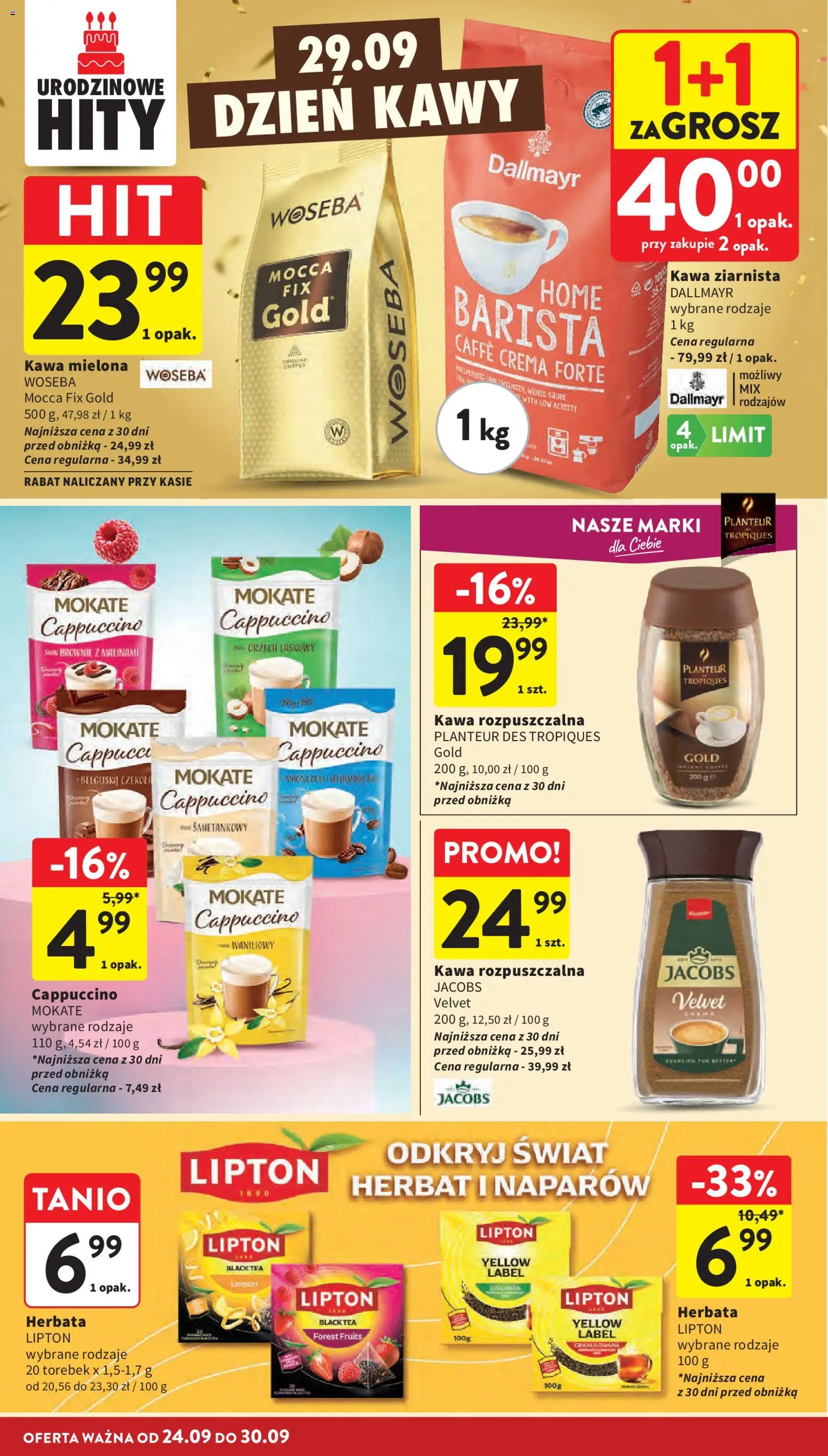 Intermarche gazetka od 24.09.2026 | Strona: 28 | Produkty: Cappuccino, Herbata lipton, Kawa, Kawa mielona