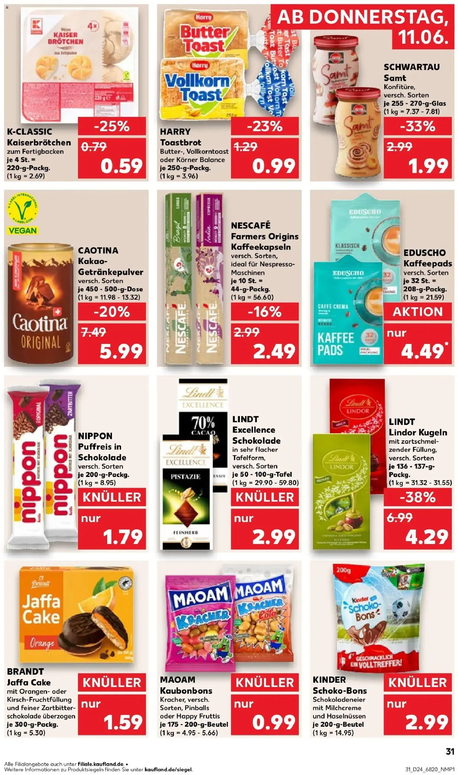 Kaufland Prospekt Nagold – gültig ab 11.06.2026 | Seite: 31 | Produkte: Cutter, Kaffeepads, Cola, Butter