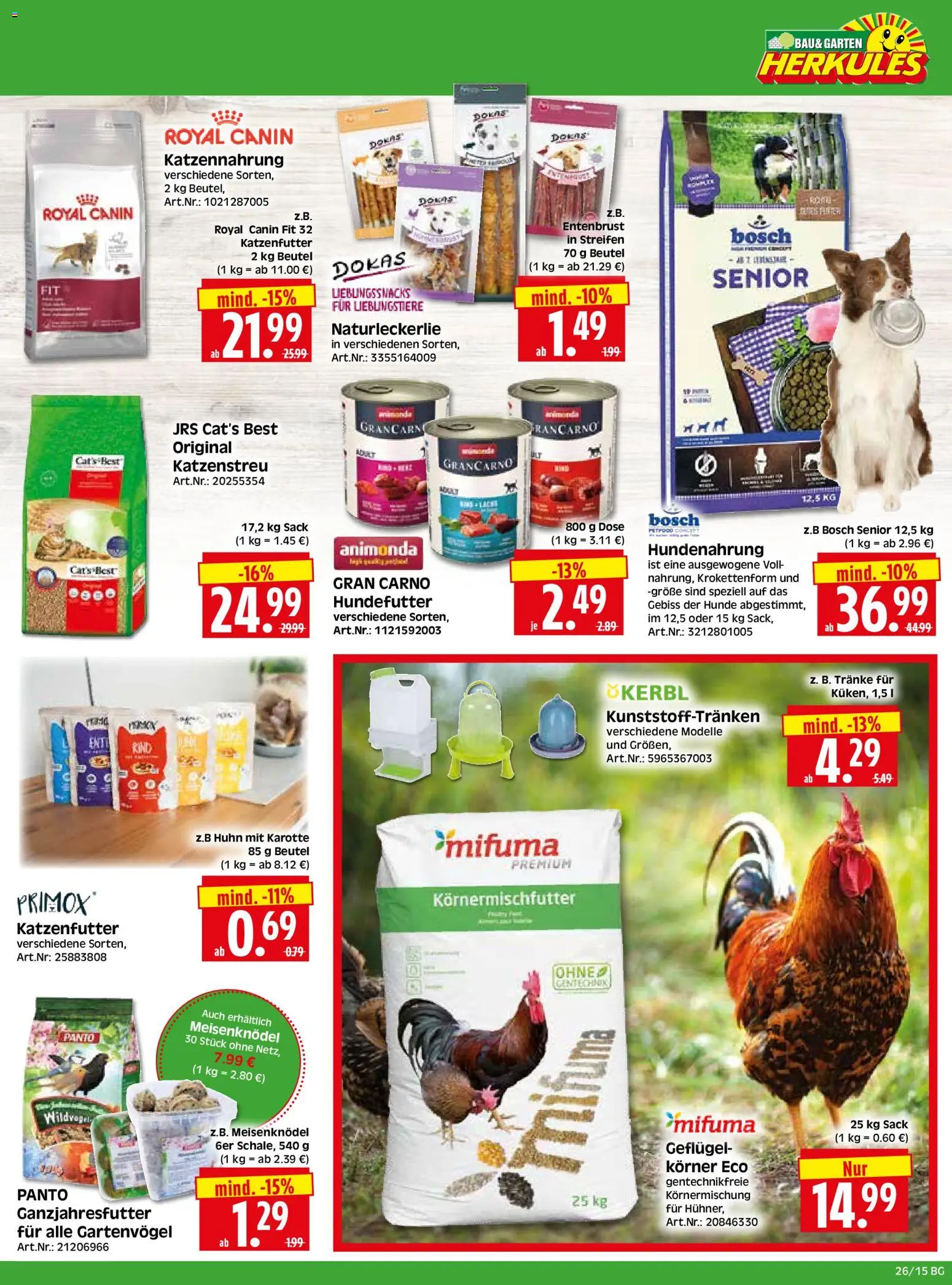 HERKULES Bau & Garten – gültig ab 22.06.2026 | Seite: 15 | Produkte: Bosch, Katzenfutter, Karotte