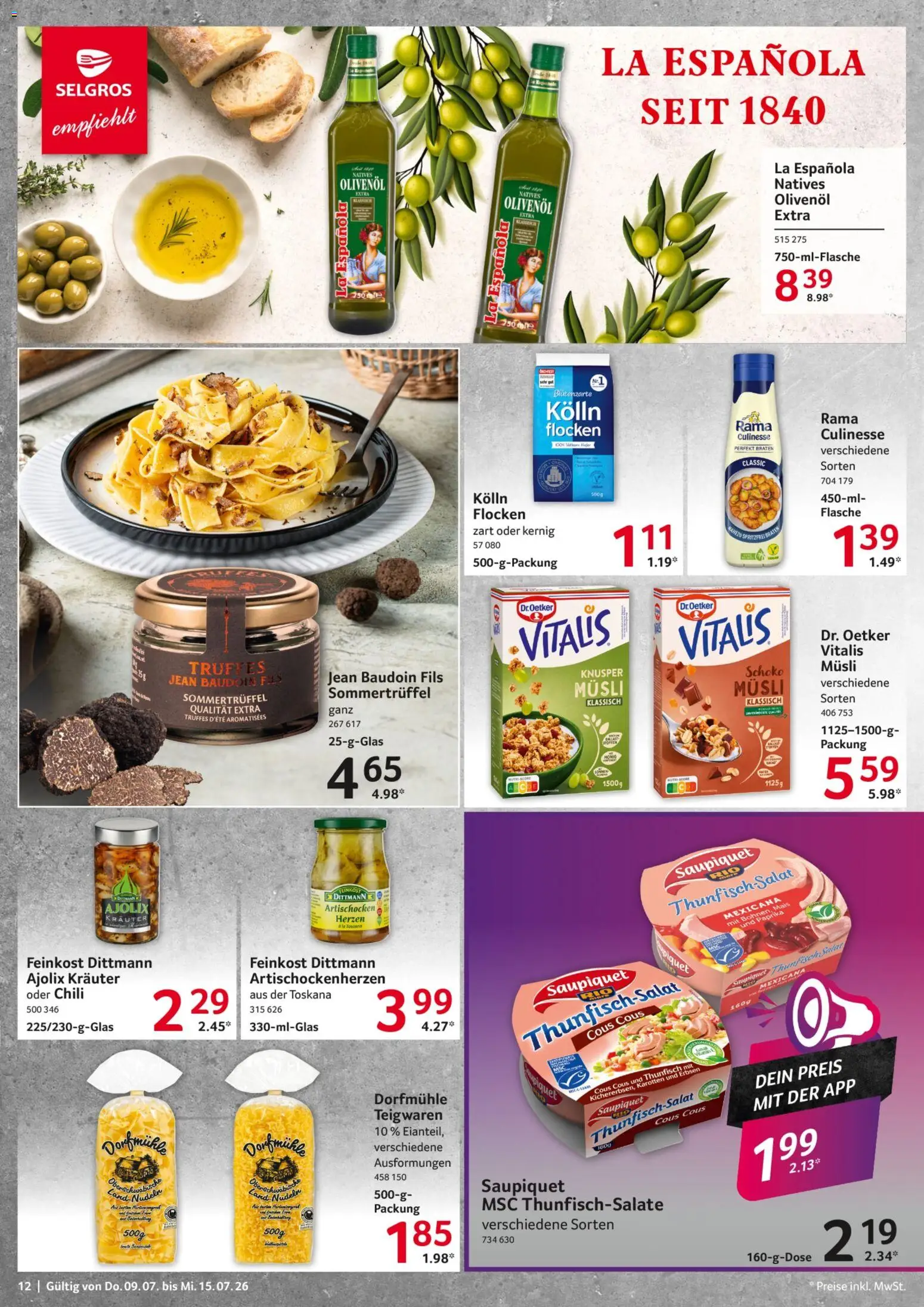 Selgros Prospekt – gültig ab 09.07.2026 | Seite: 12 | Produkte: Olivenol, Paprika, Chili, Flocken