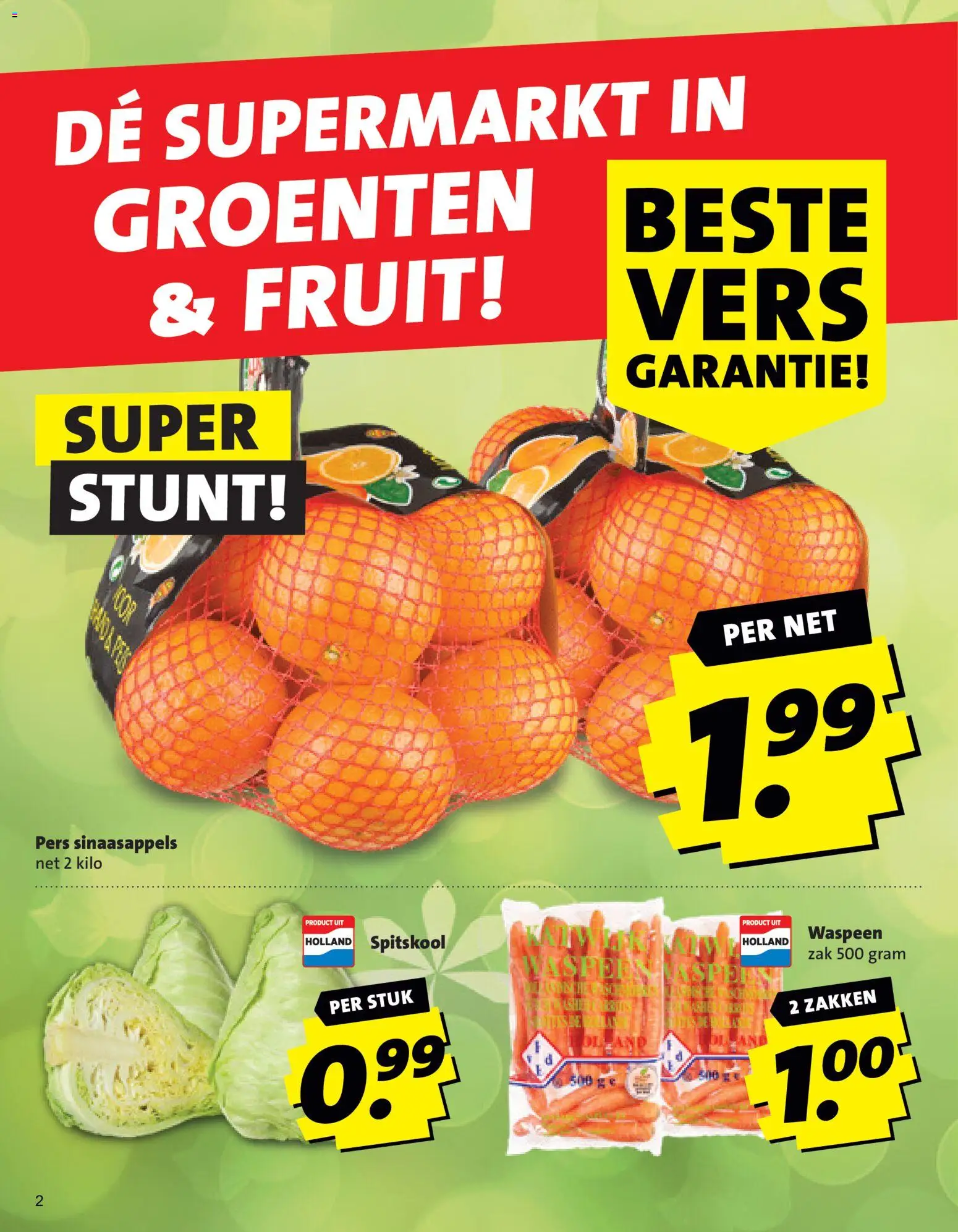 {H1} | Pagina: 2 | Producten: Sinaasappels, Spitskool, Zak, Groenten