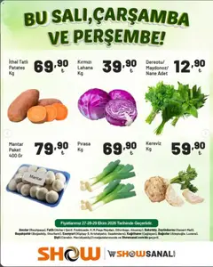 27 Ekim 2026 tarihinden itibaren geçerli olan Show Market kataloğu önizlemesi | Sayfa: 5 | Ürünler: Pırasa, Patates, Mantar, Nane