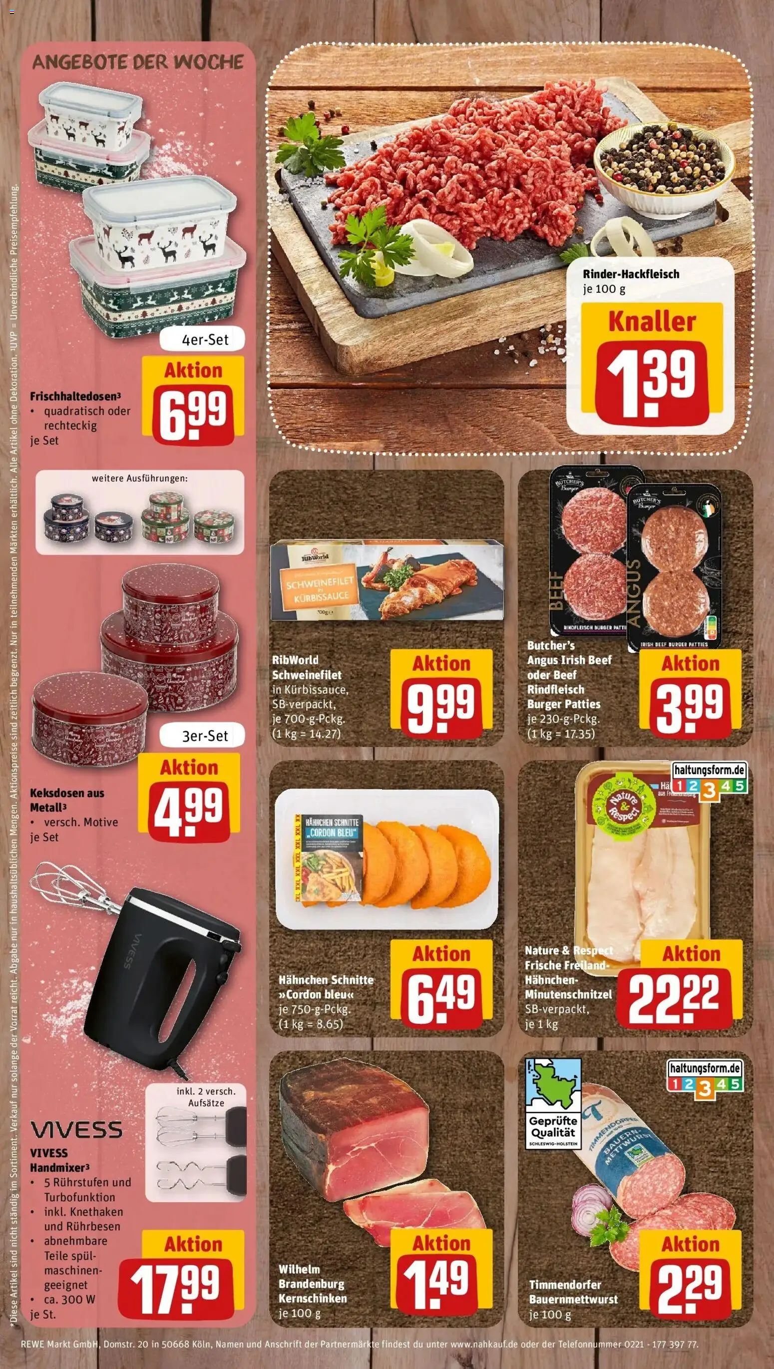 REWE Prospekt ab 26.10.2026 zum Blättern » Angebote | Seite: 11 | Produkte: Hahnchen, Rührbesen, Burger, Schweinefilet