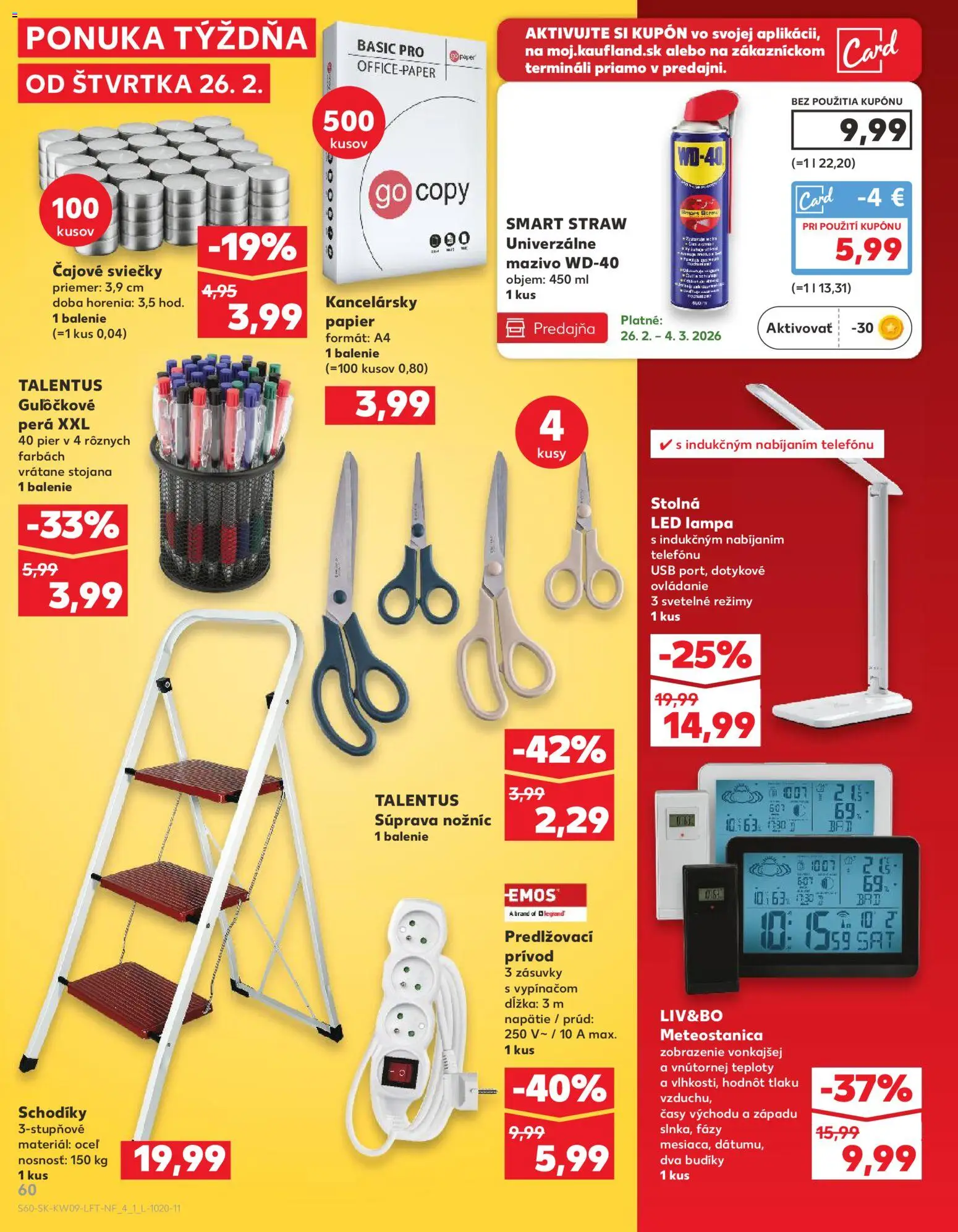Nové Kaufland akcie – leták je platný od 26.02.2026 | Strana: 60 | Produkty: Lampa, Led lampa, Sviečky, Meteostanica