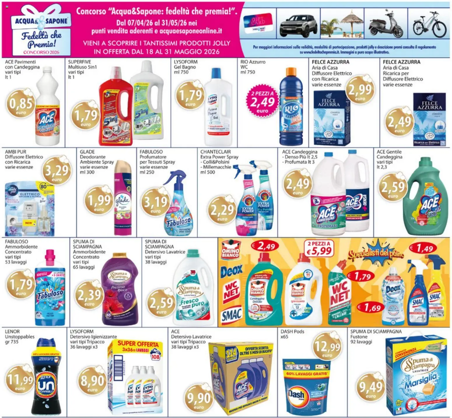 Volantino Acqua e Sapone del 18.05.2026 | Pagina: 18 | Prodotti: Ammorbidente, Candeggina, Lavatrice, Bagno