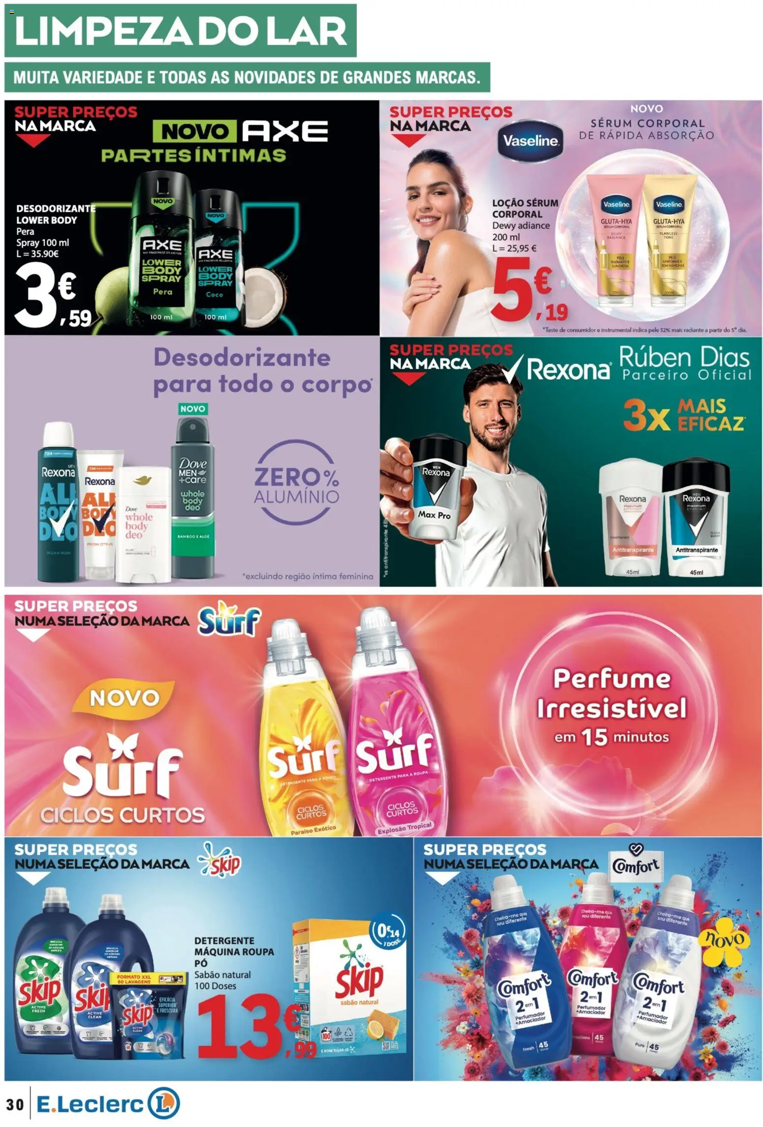 E.Leclerc folheto │ válido de 16/07/2026 | Página: 30 | Produtos: Perfume, Sabão, Antitranspirante, Detergente