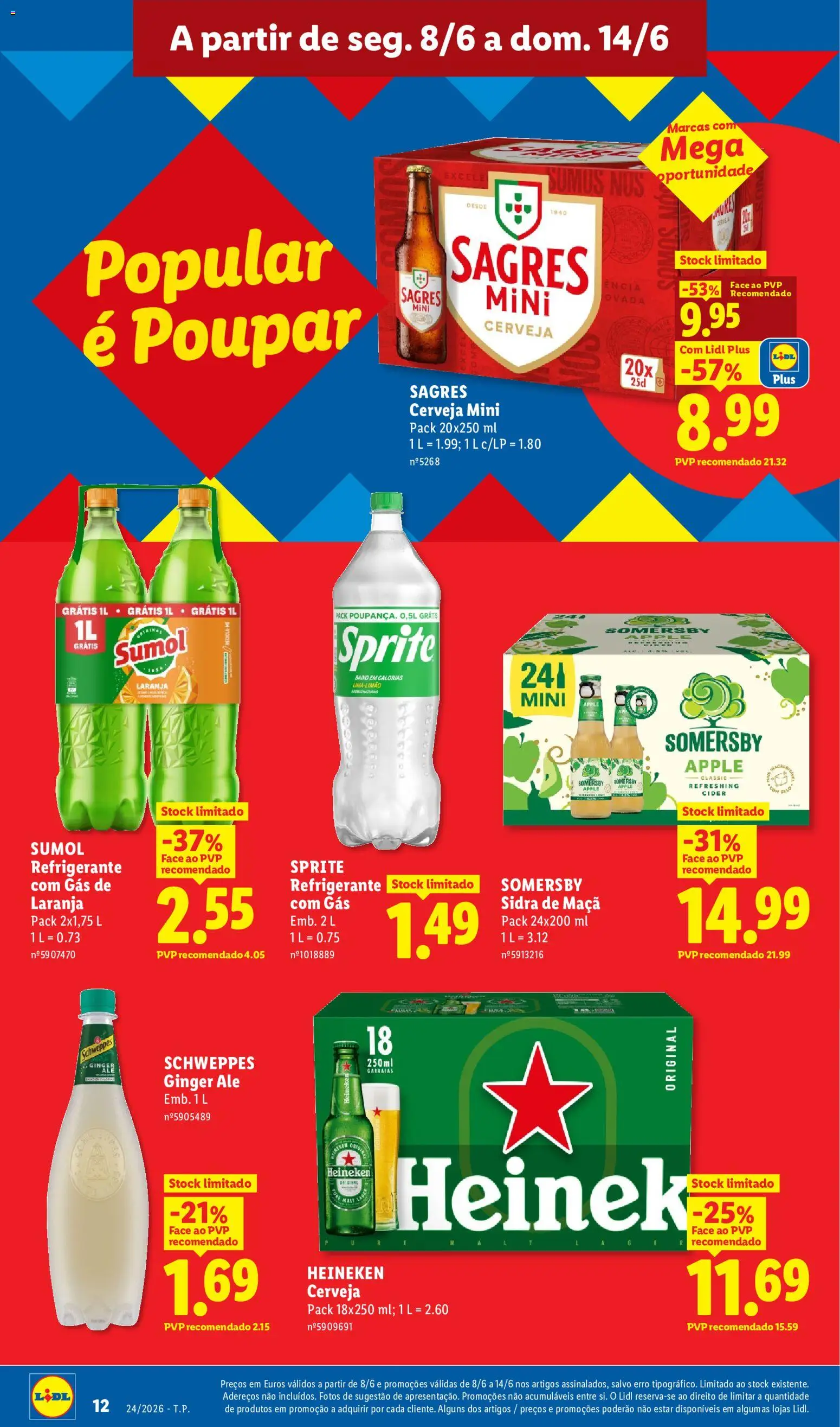 Lidl folheto │ válido de 08.06.2026 | Página: 12 | Produtos: Refrigerante, Maça, Cerveja, Somersby