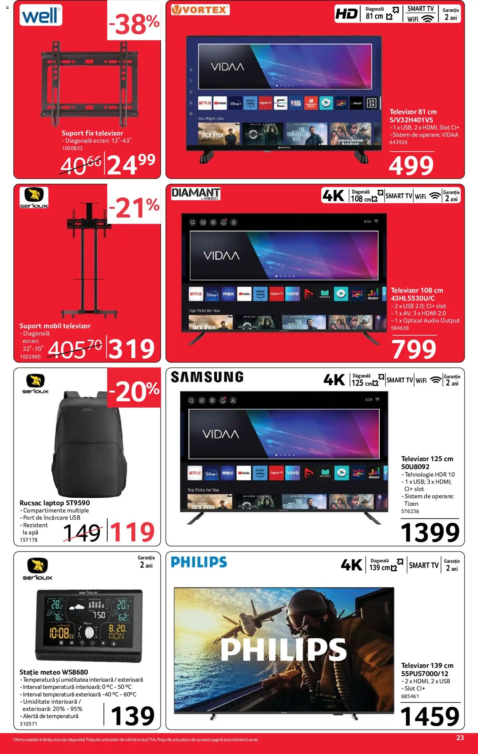 Noul catalog Selgros – valabil de la 07.08.2026 | Pagină: 23 | Produse: Enginar, Televizor, Video, Audio