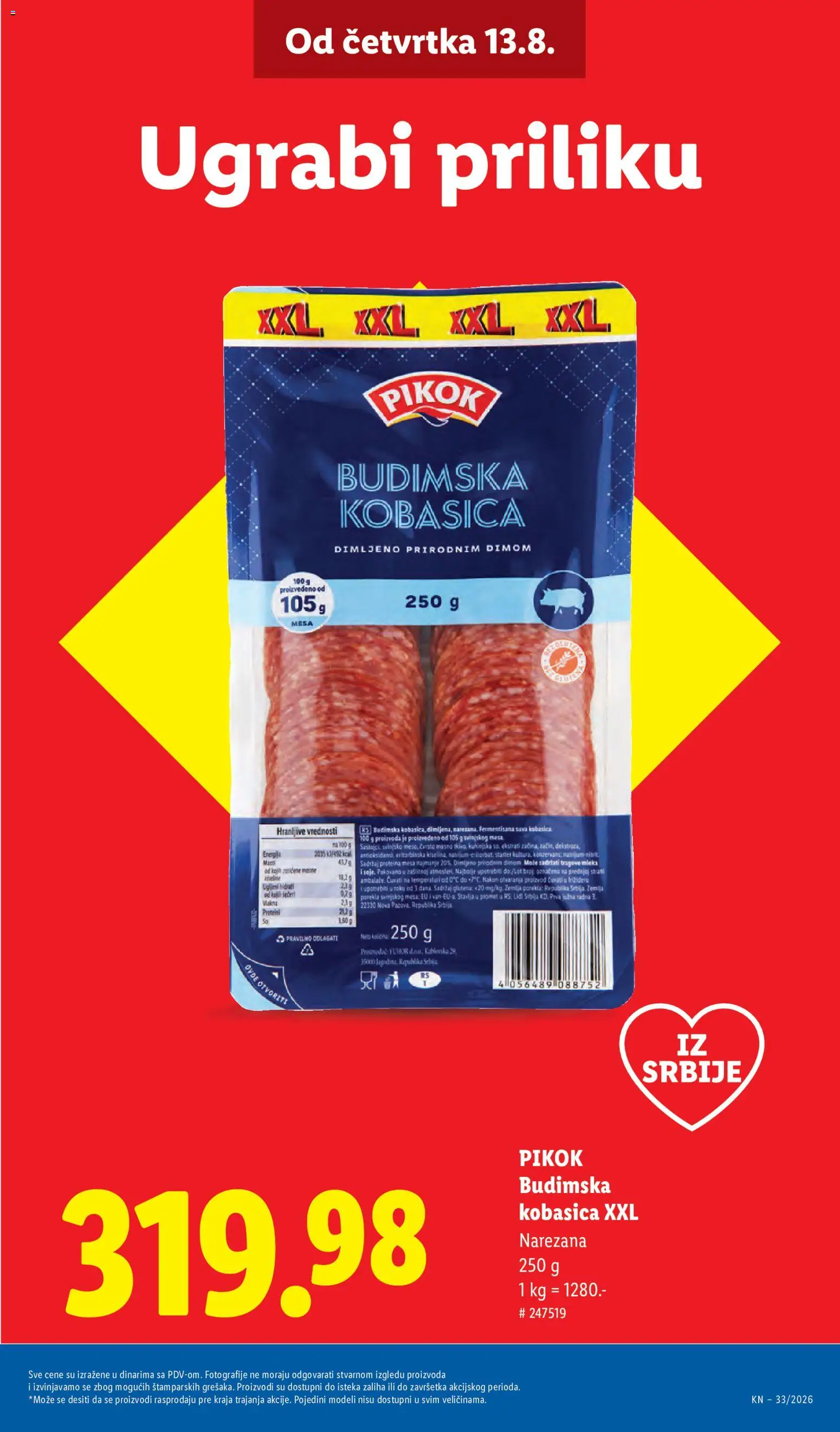 Lidl katalog - važi od 13.08.2026 | Strana: 5 | Proizvode: Budimska kobasica, Kobasica