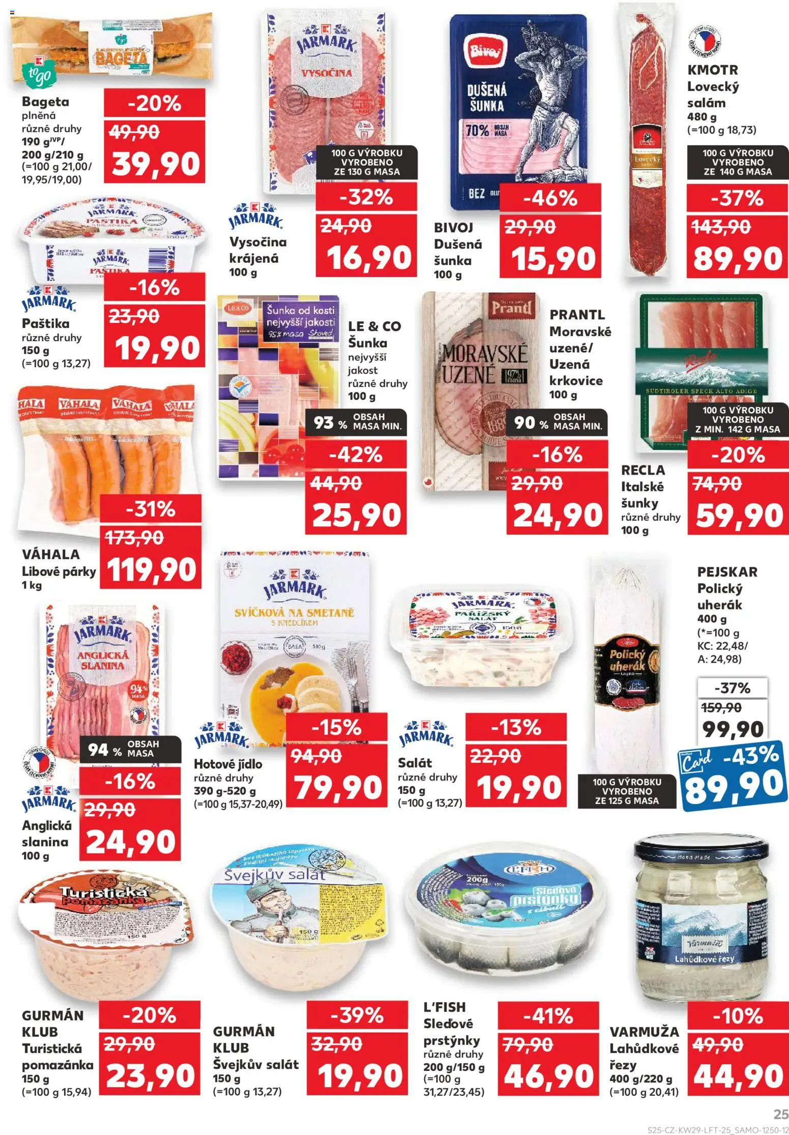 Kaufland leták - Plzeň od 15.07.2026 | Strana: 25 | Produkty: Šunka, Párky, Bageta, Paštika