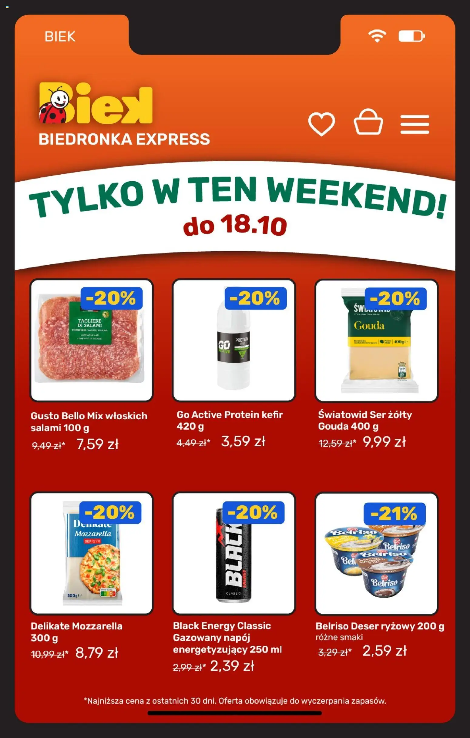 Biedronka Polsko leták - BIEK od 16.10.2026 | Strana: 14 | Produkty: Kefír, Gouda, Mozzarella, Protein