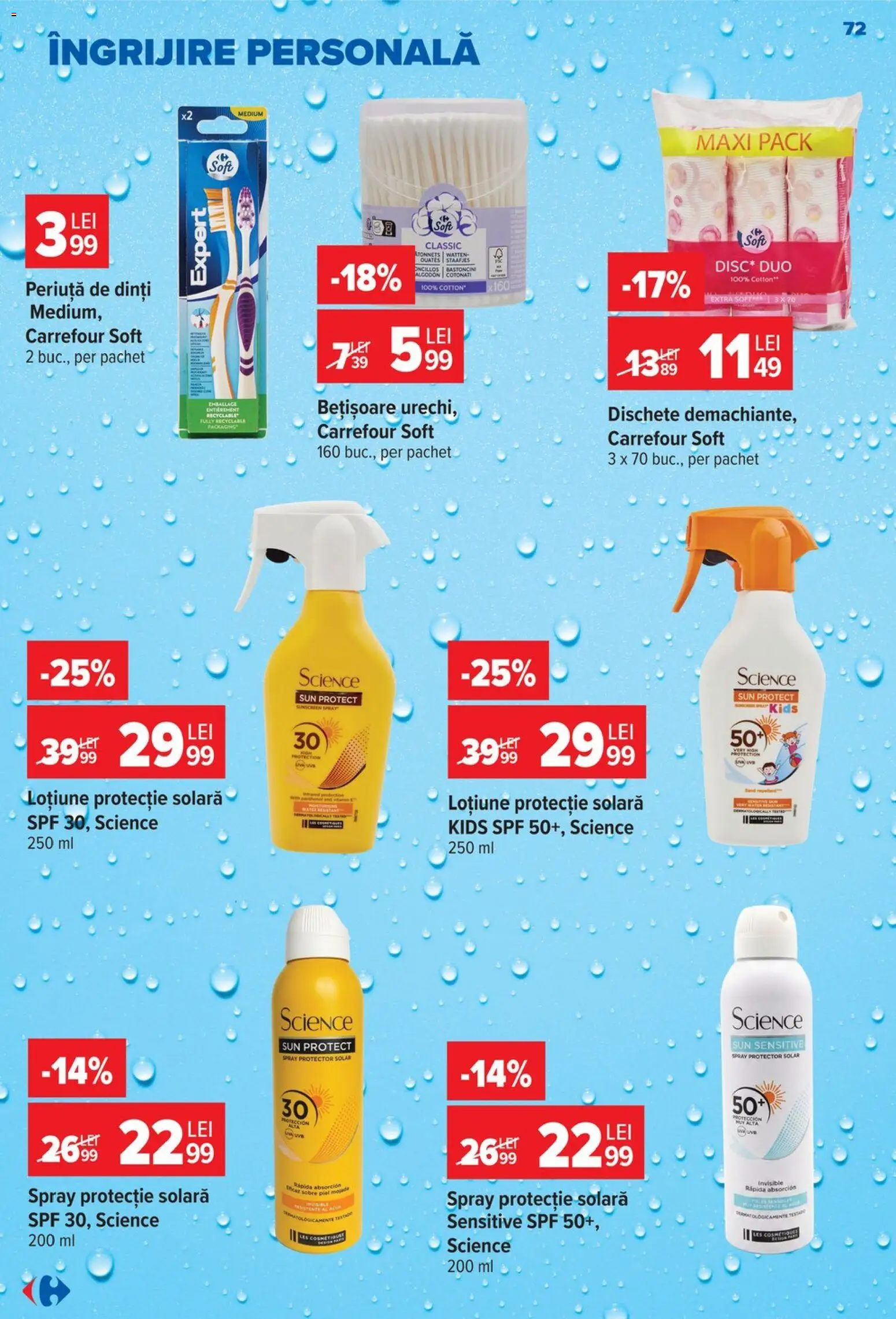 Noul catalog Carrefour – valabil de la 19.08.2026 | Pagină: 72 | Produse: Solara, Protecție solară, Periuță de dinți, Loțiune protecție solară