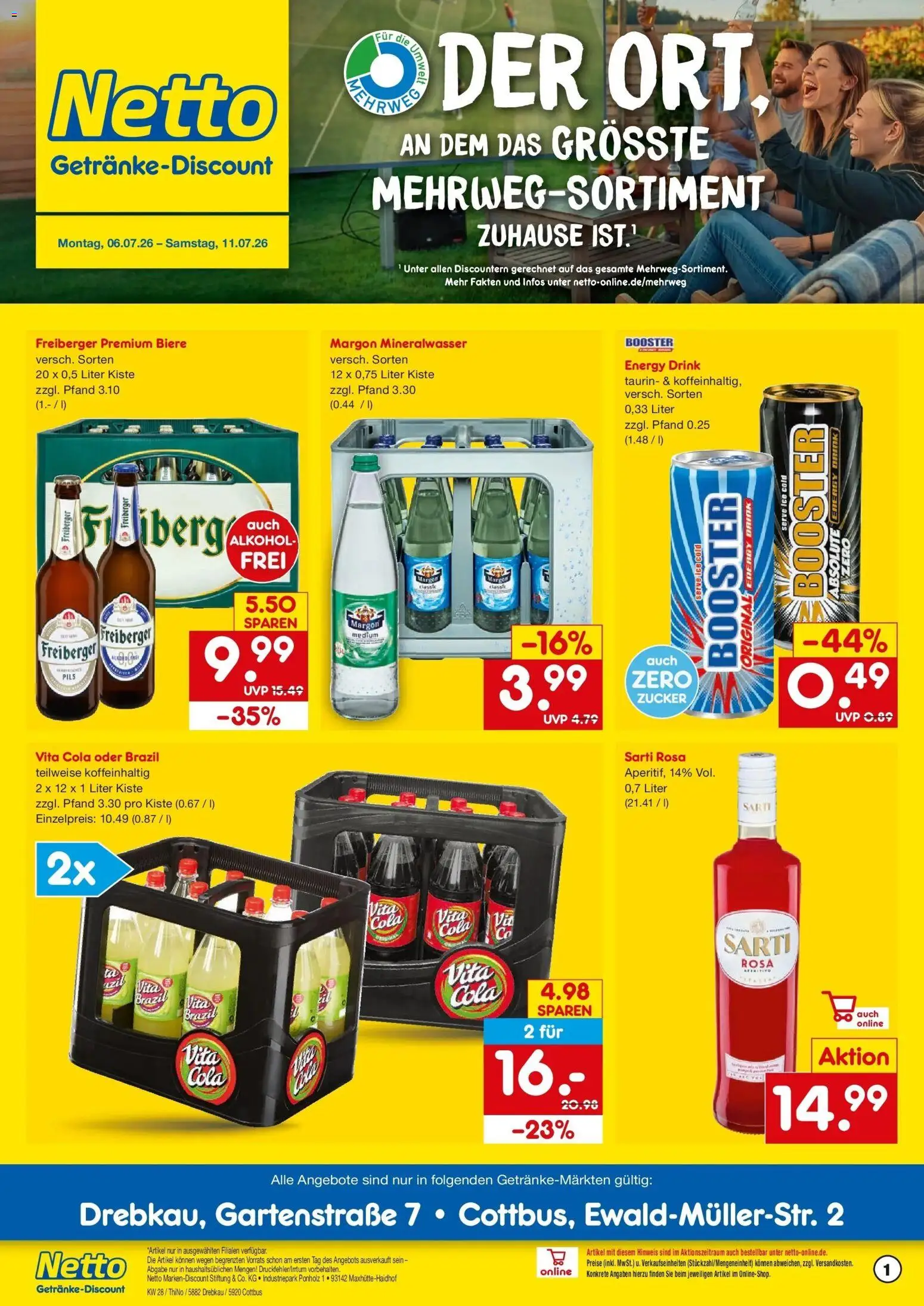 Netto Marken-Discount - Netto: Getränkeangebote – gültig ab 05.07.2026 | Seite: 1 | Produkte: Energy, Pils, Zucker, Vita cola