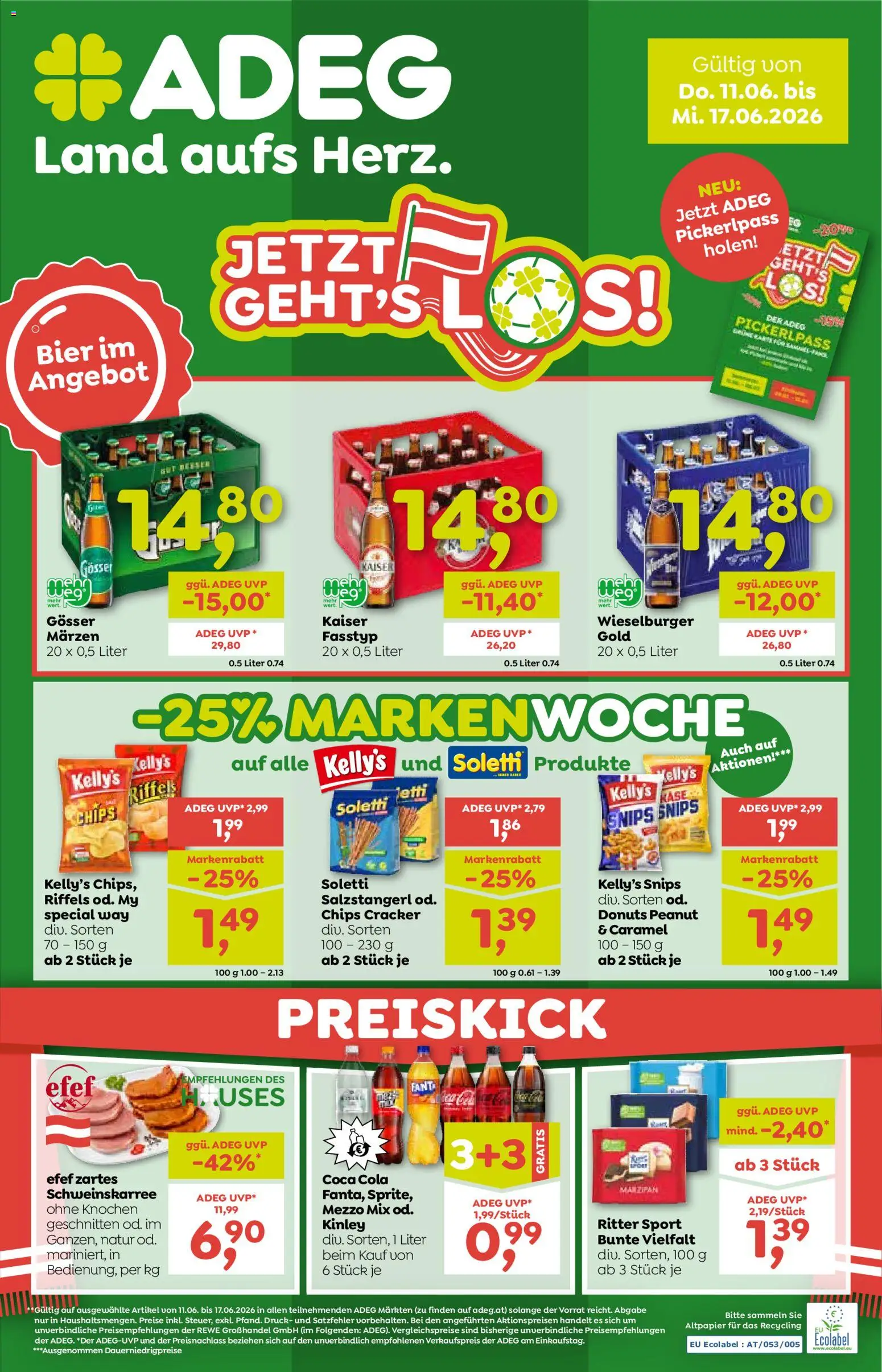 ADEG Flugblatt gültig ab 11.06.2026 | Seite: 1 | Produkte: Chips, Bier