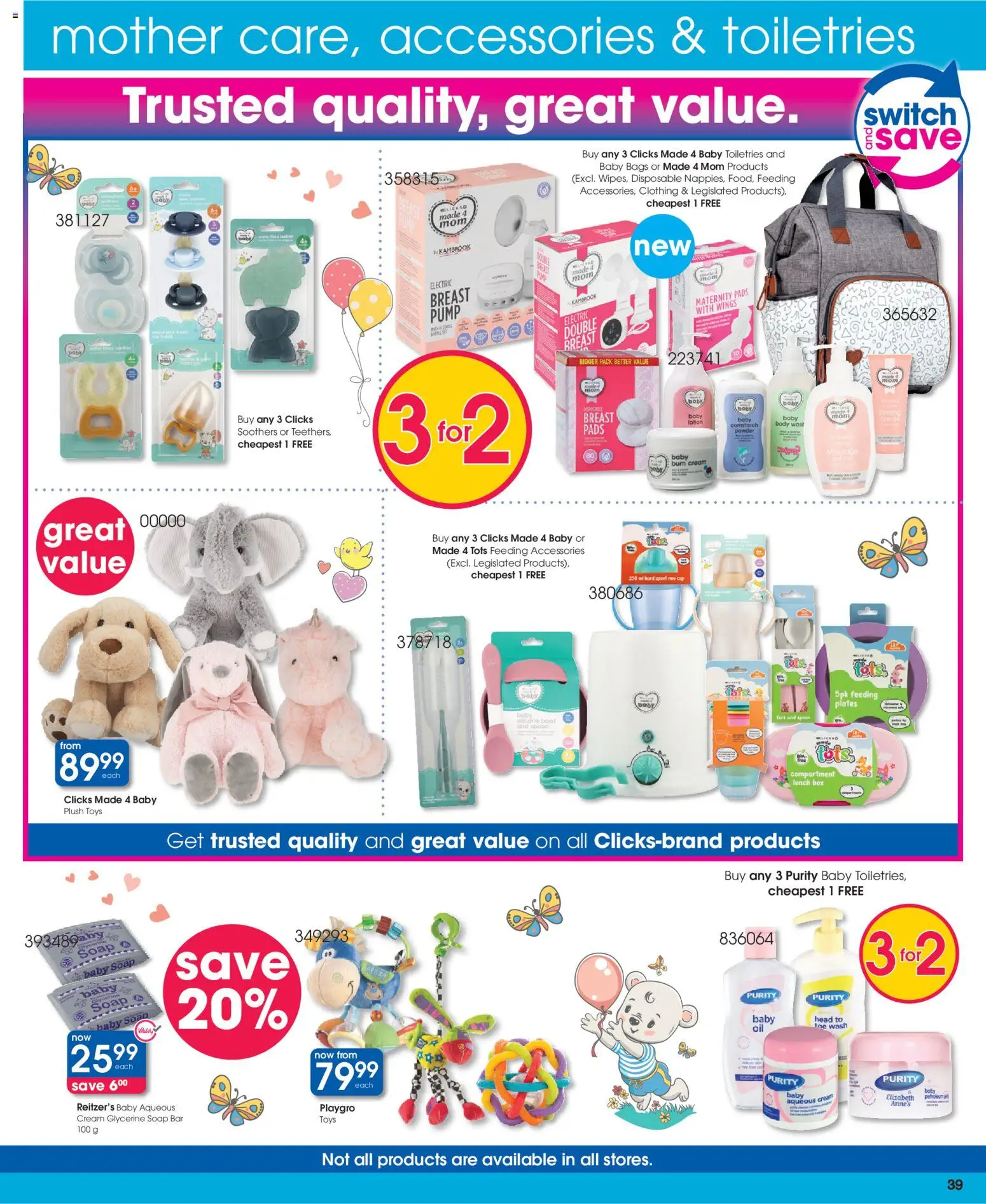 New Clicks catalogue – valid from 21.05.2026 | Page: 39 | Products: Pads, Powder, Switch, Lotion