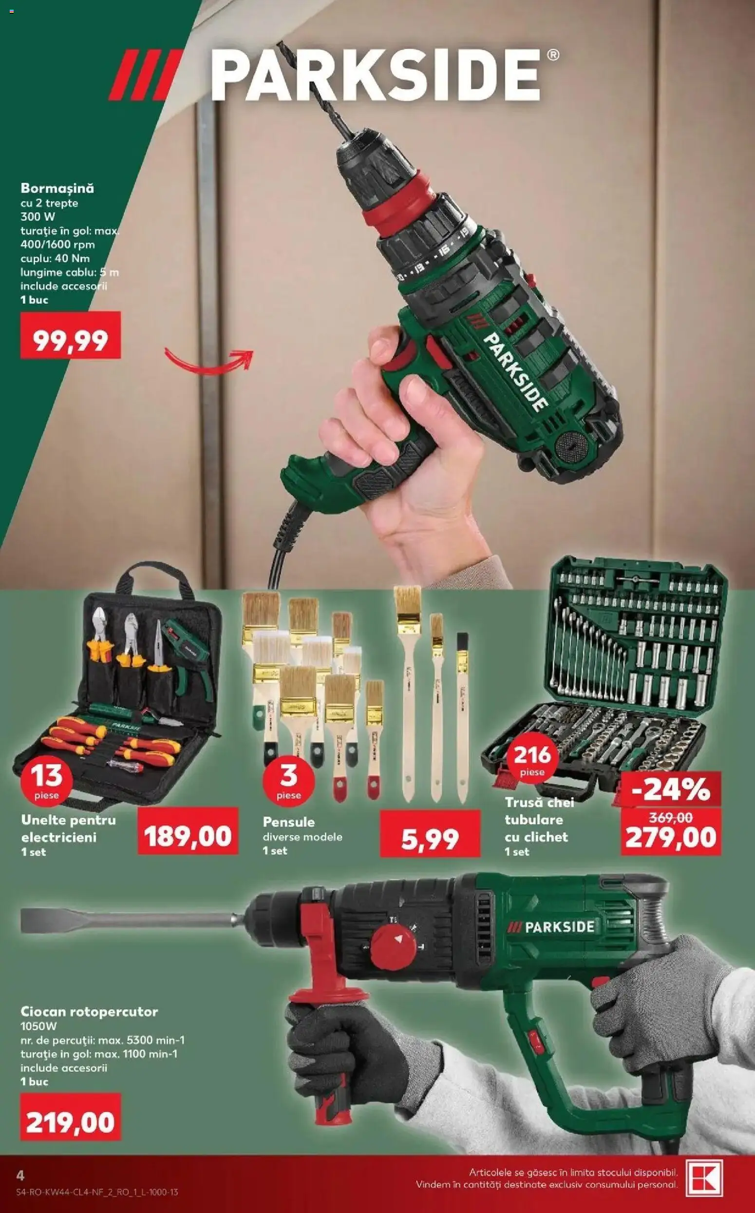 Kaufland Codlea 28.10.2026 - Revista si Oferta | Pagină: 4 | Produse: Cablu, Ciocan rotopercutor, Parkside
