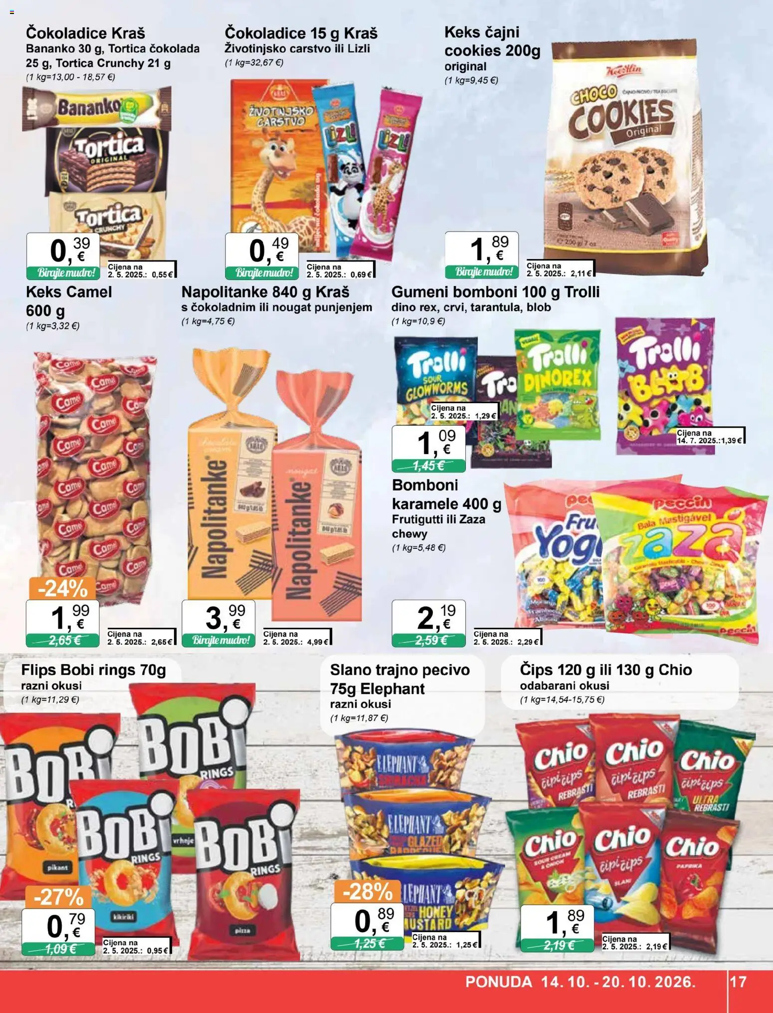 KTC katalog | vrijedi od 14.10.2026 | Stranica: 17 | Proizvodi: Flips, Čokolada, Pizza, Bobi