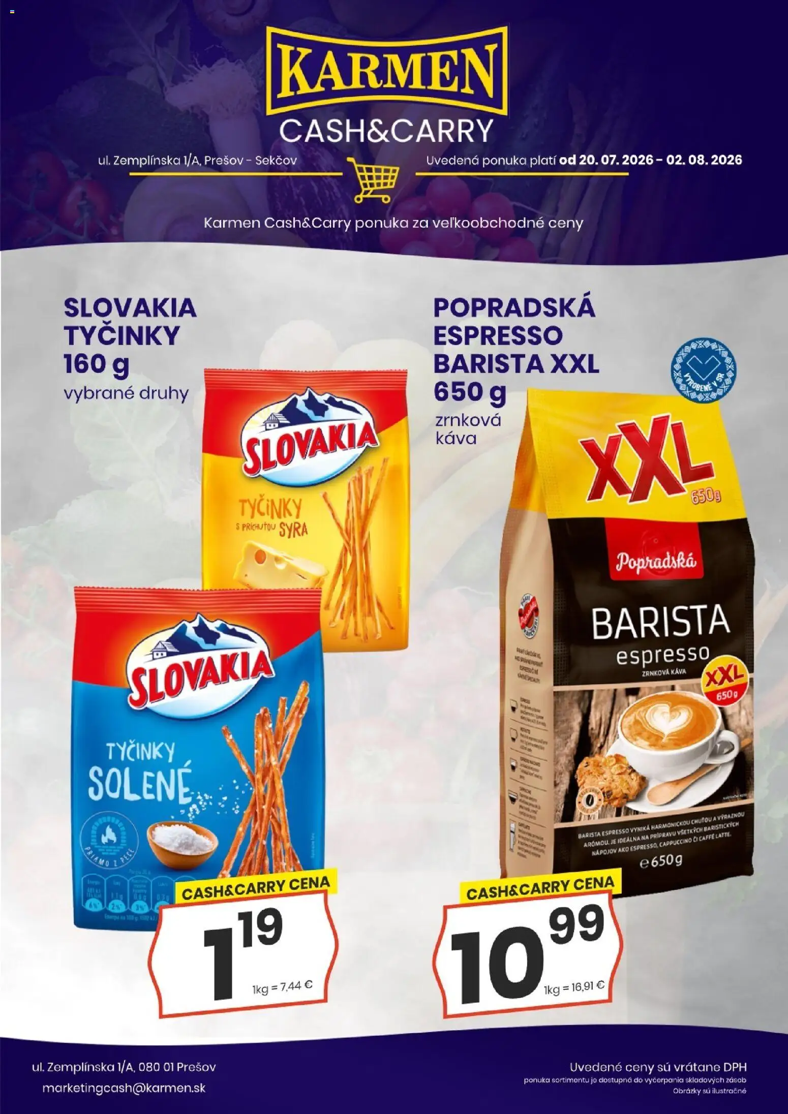 Nové KARMEN CBA akcie – leták je platný od 20.07.2026 | Strana: 3 | Produkty: Káva, Barista, Zrnková káva
