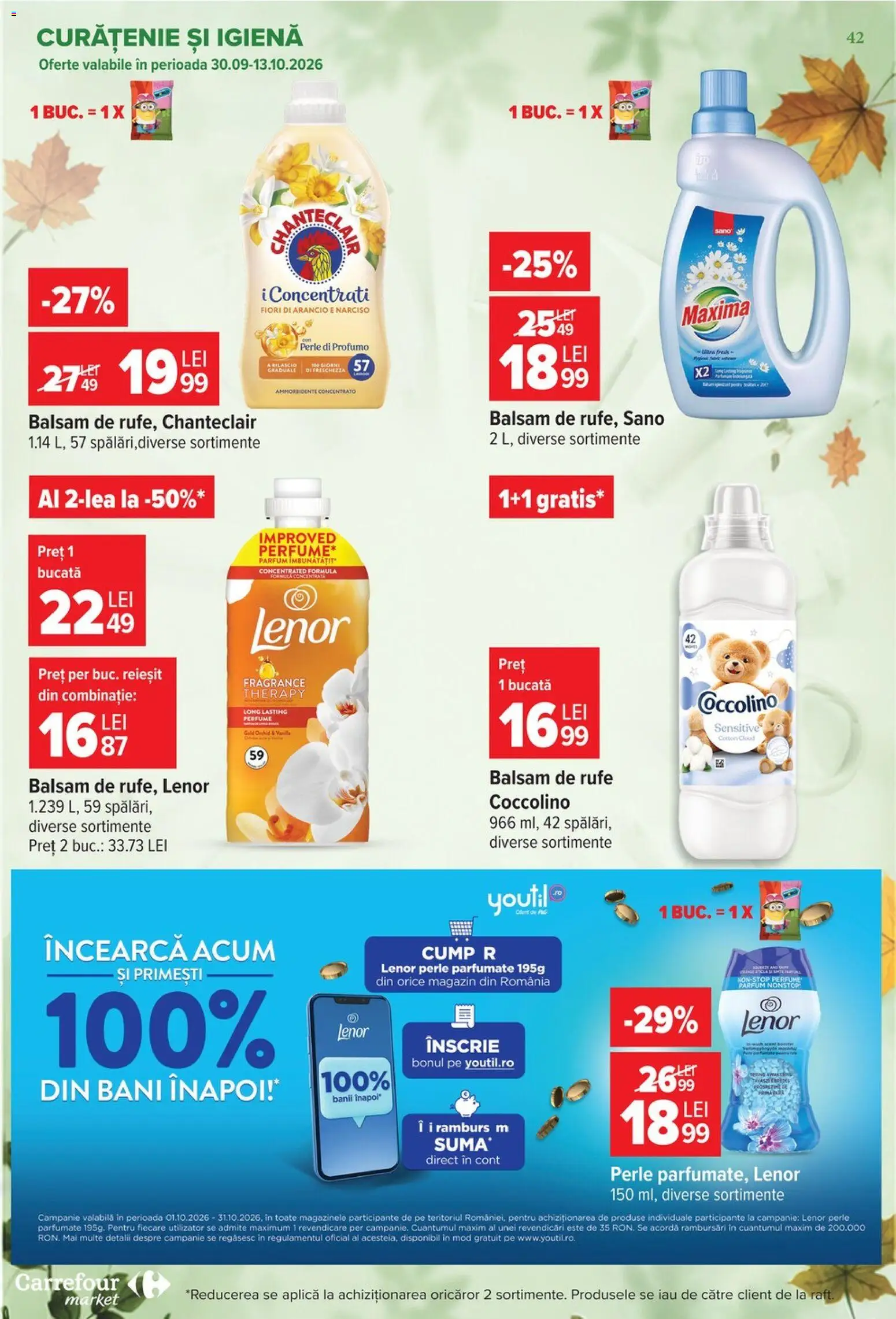 Noul catalog Carrefour – valabil de la 30.09.2026 | Pagină: 42 | Produse: Aplică, Perle, Balsam, Balsam de rufe