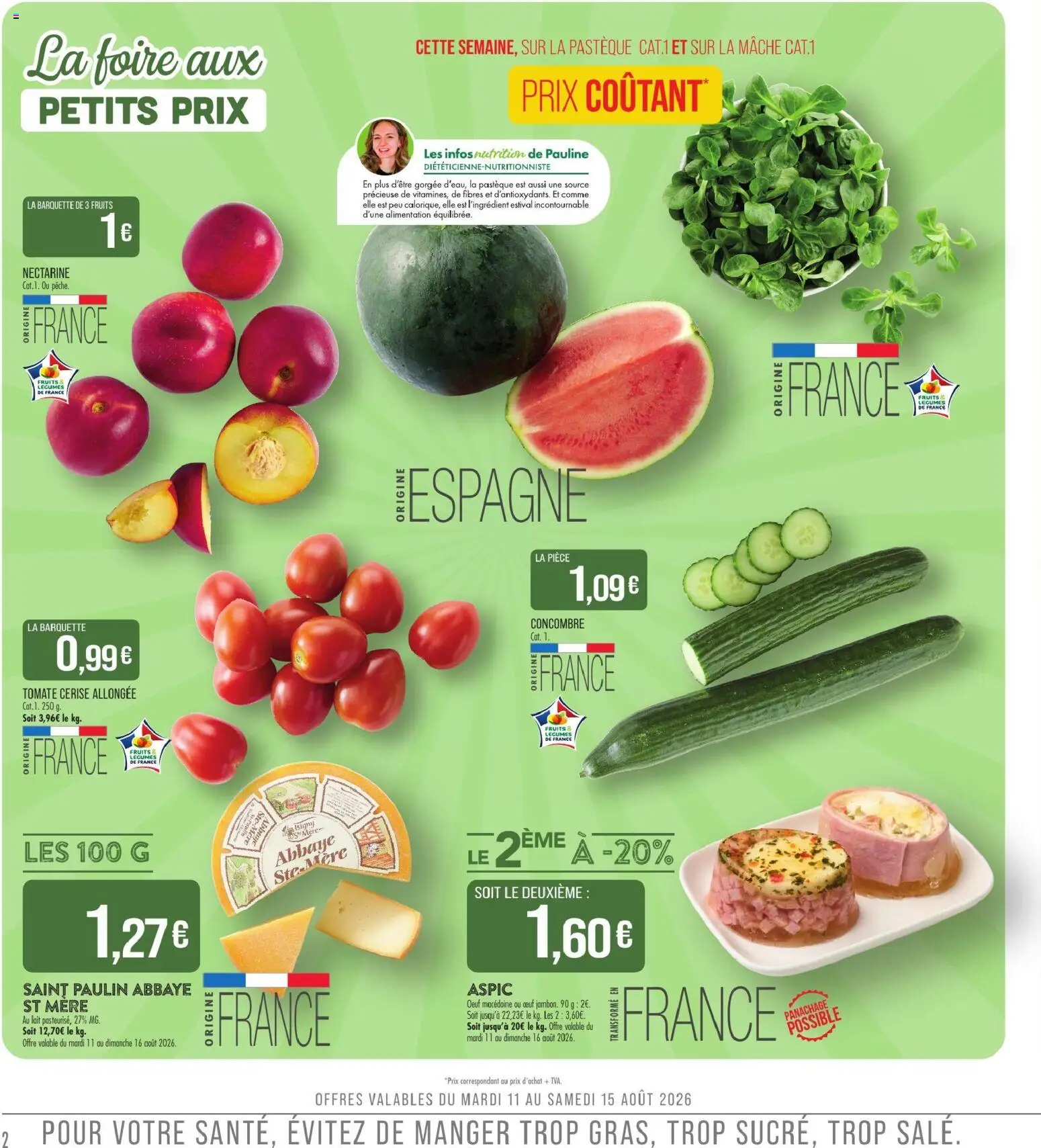 {H1} | Page: 2 | Produits: Concombre, Mâche, Alimentation, Lait