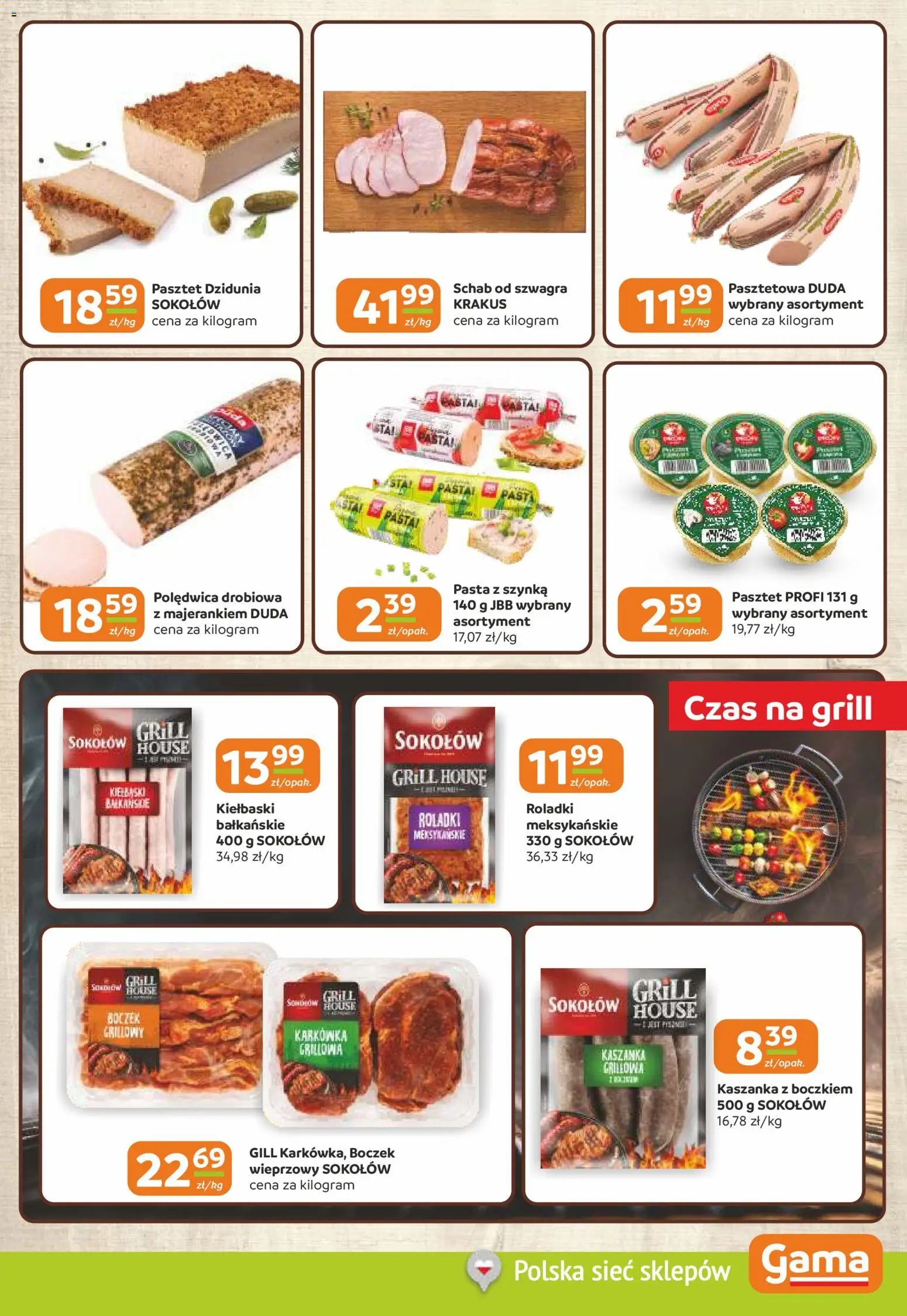 Gama gazetka od 30.07.2026 | Strona: 3 | Produkty: Karkówka, Grill, Kaszanka, Kiełbaski