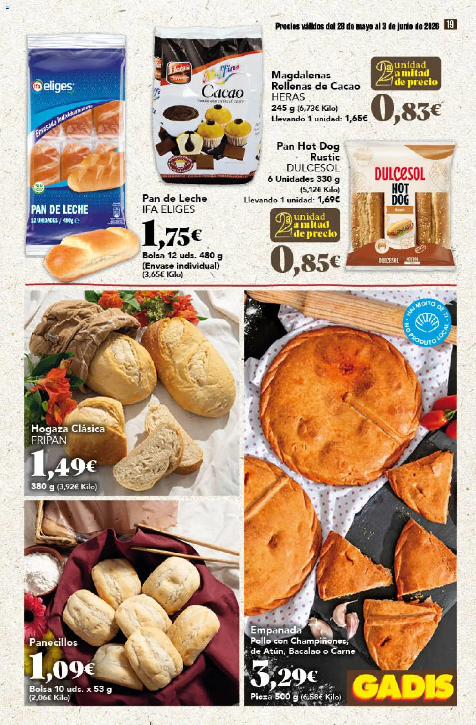 Gadis folleto │ válido desde el 28.05.2026 | Página: 19 | Productos: Leche, Magdalenas, Bolsa, Φρυγανιές σικάλεως