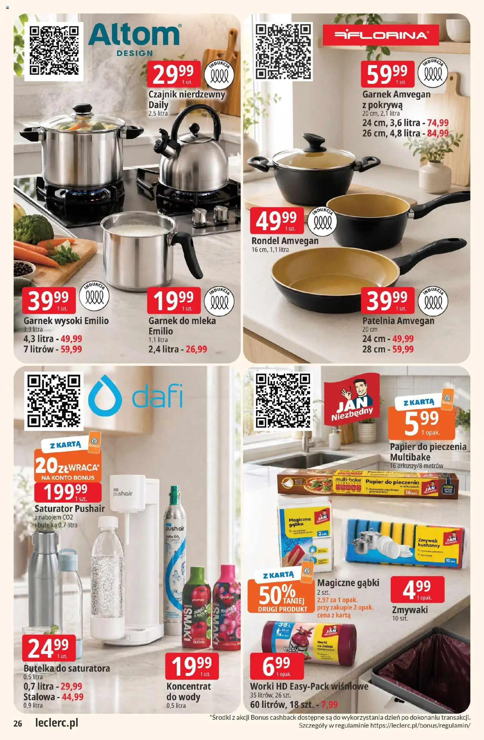 E.Leclerc gazetka - Zamość od 19.05.2026 | Strona: 26 | Produkty: Magiczne gąbki, Czajnik, Papier do pieczenia, Garnek