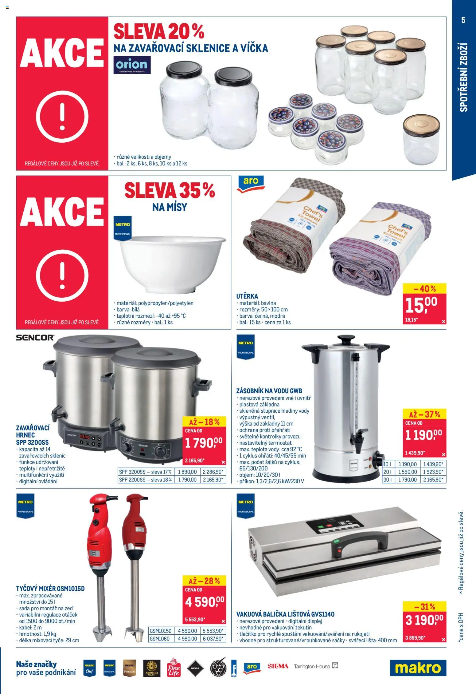 Makro leták - Nepotravinové zboží od 03.06.2026 | Strana: 5 | Produkty: Zásobník, Kabel, Utěrka, Sklenice