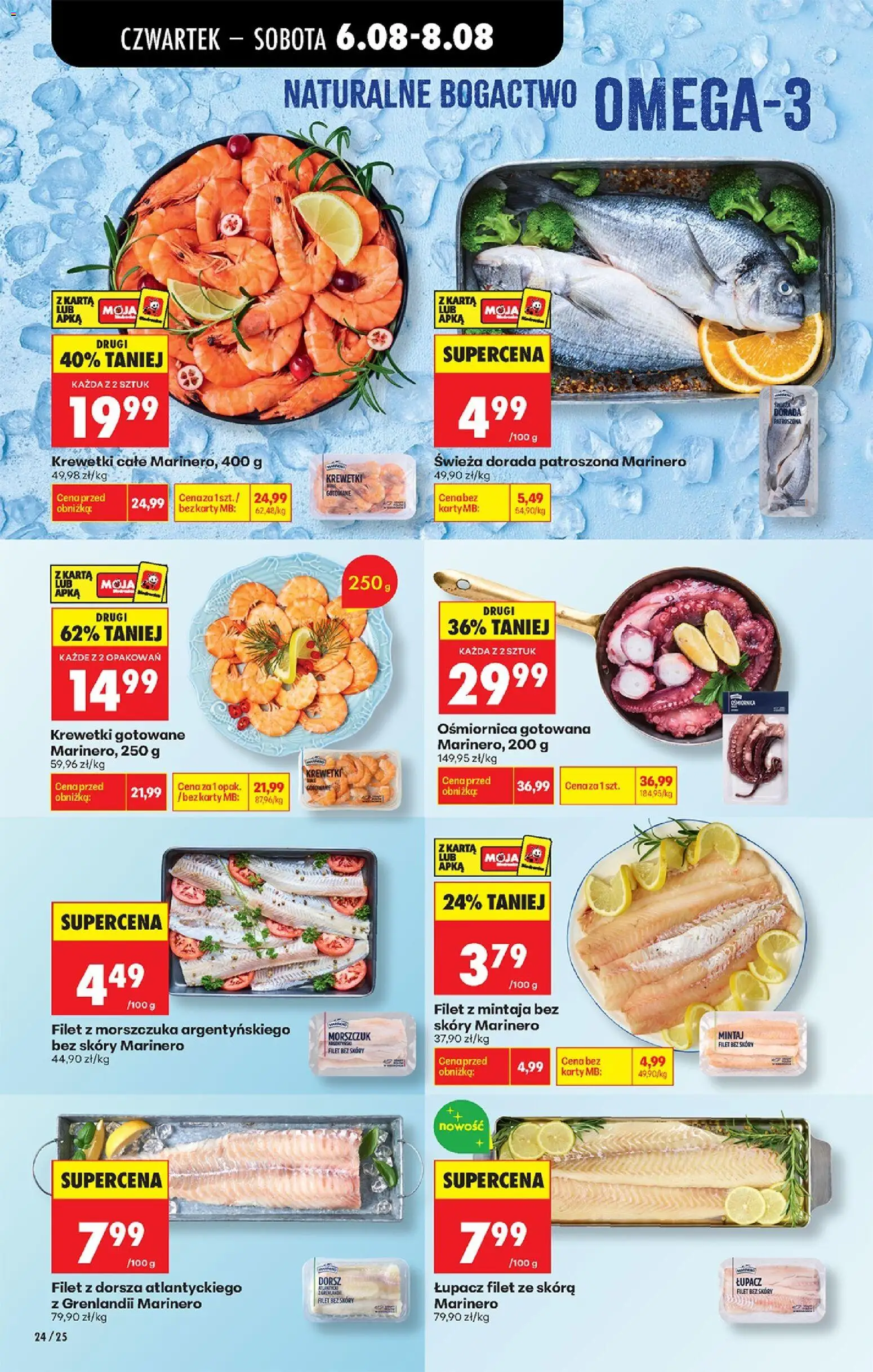 Biedronka gazetka od czwartku od 06.08.2026 | Strona: 38 | Produkty: Krewetki, Mintaj, Morszczuk, Dorada