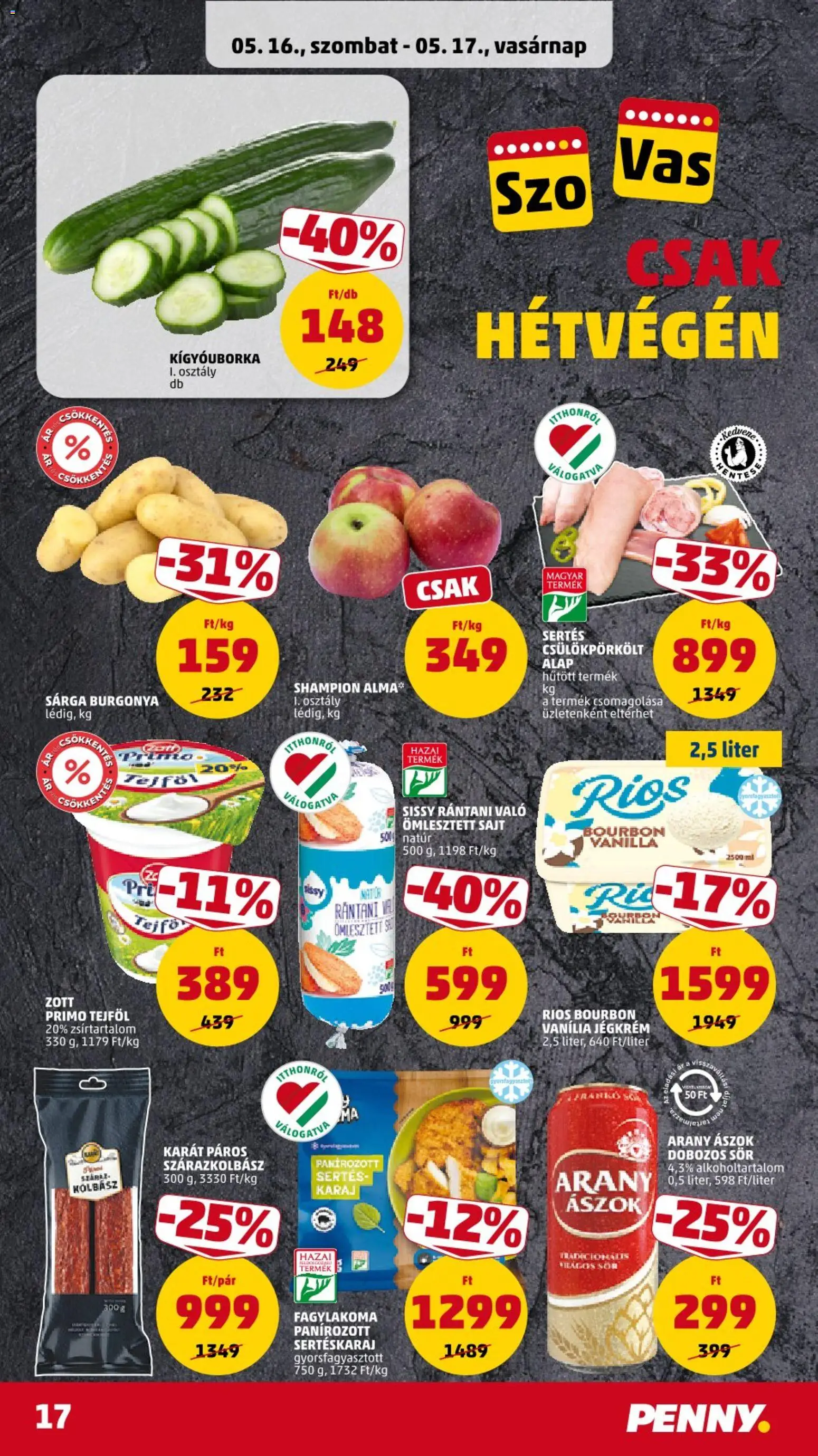 PENNY akciós ujság - amely érvényes a következő dátumtól: 14.05.2026 | Oldal: 21 | Termékek: Sertéskaraj, Vaj, Sajt, Dobozos sör