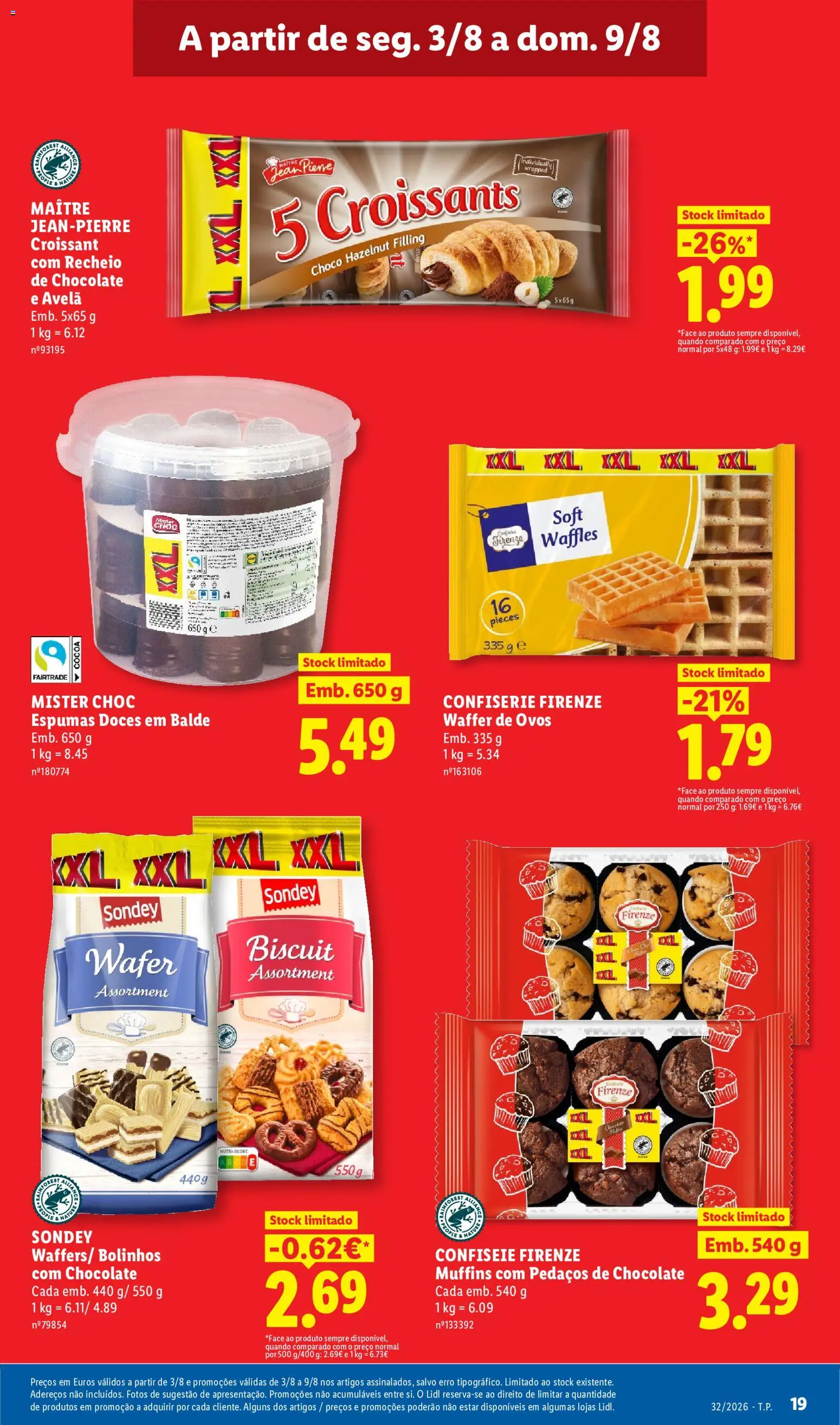 Lidl folheto │ válido de 03/08/2026 | Página: 19 | Produtos: Balde, Ovos, Chocolate, Doces