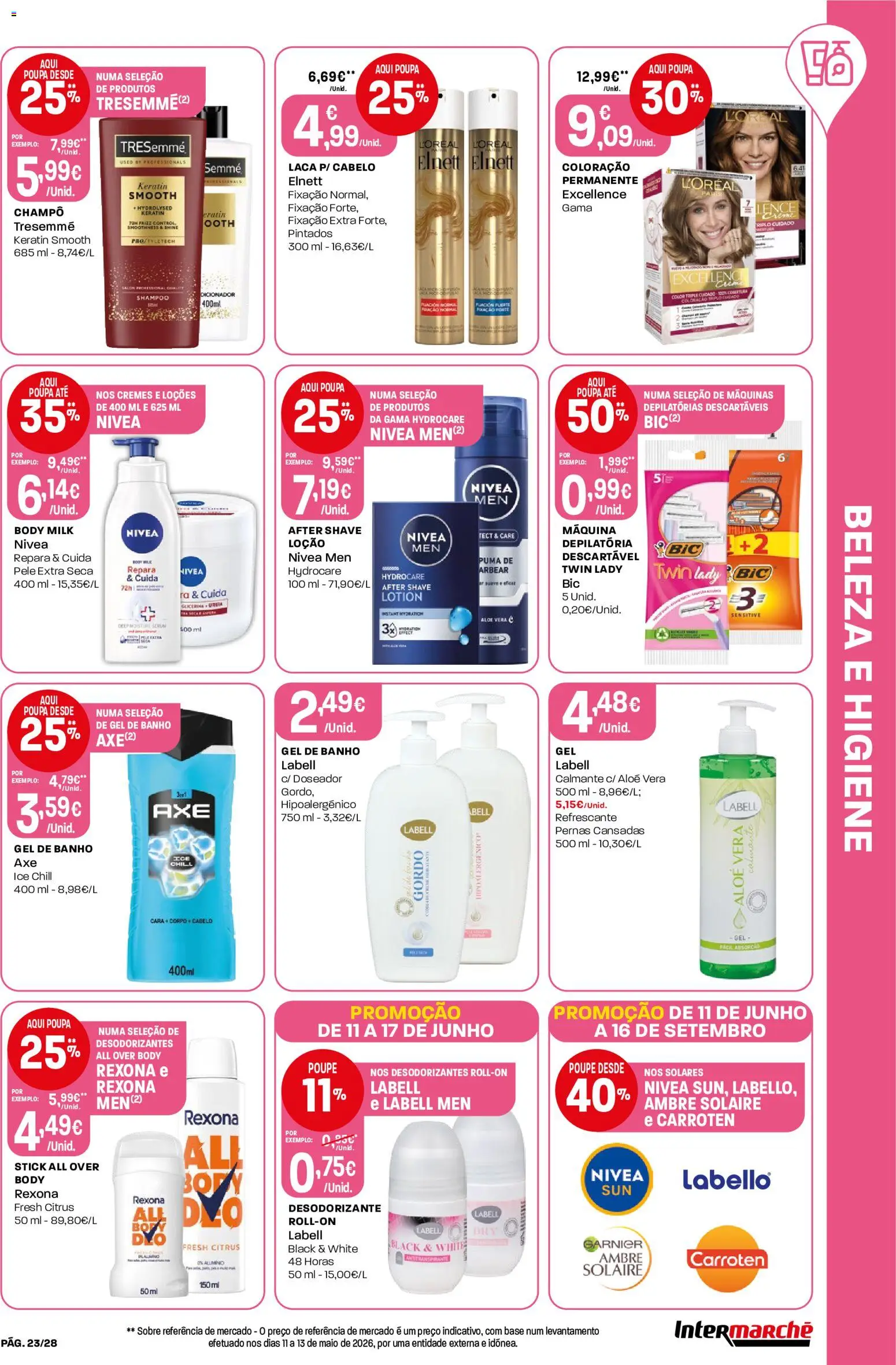 Intermarché Folheto Contact │ válido de 11.06.2026 | Página: 23 | Produtos: Shampoo, Desodorizante, Sérum, Banho