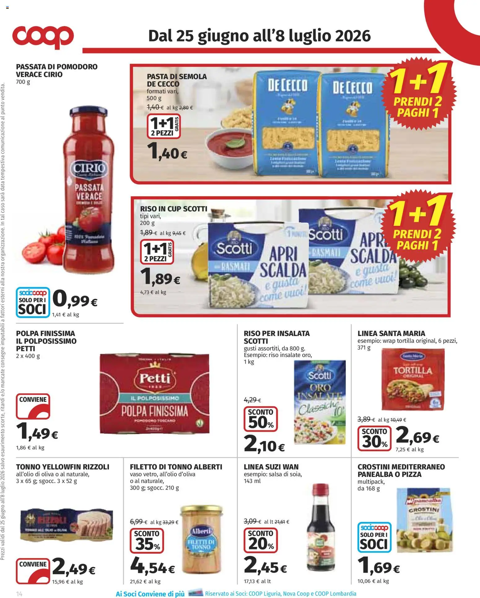 Volantino COOP del 25/06/2026 | Pagina: 14 | Prodotti: Riso, Salsa, Tonno, Vaso