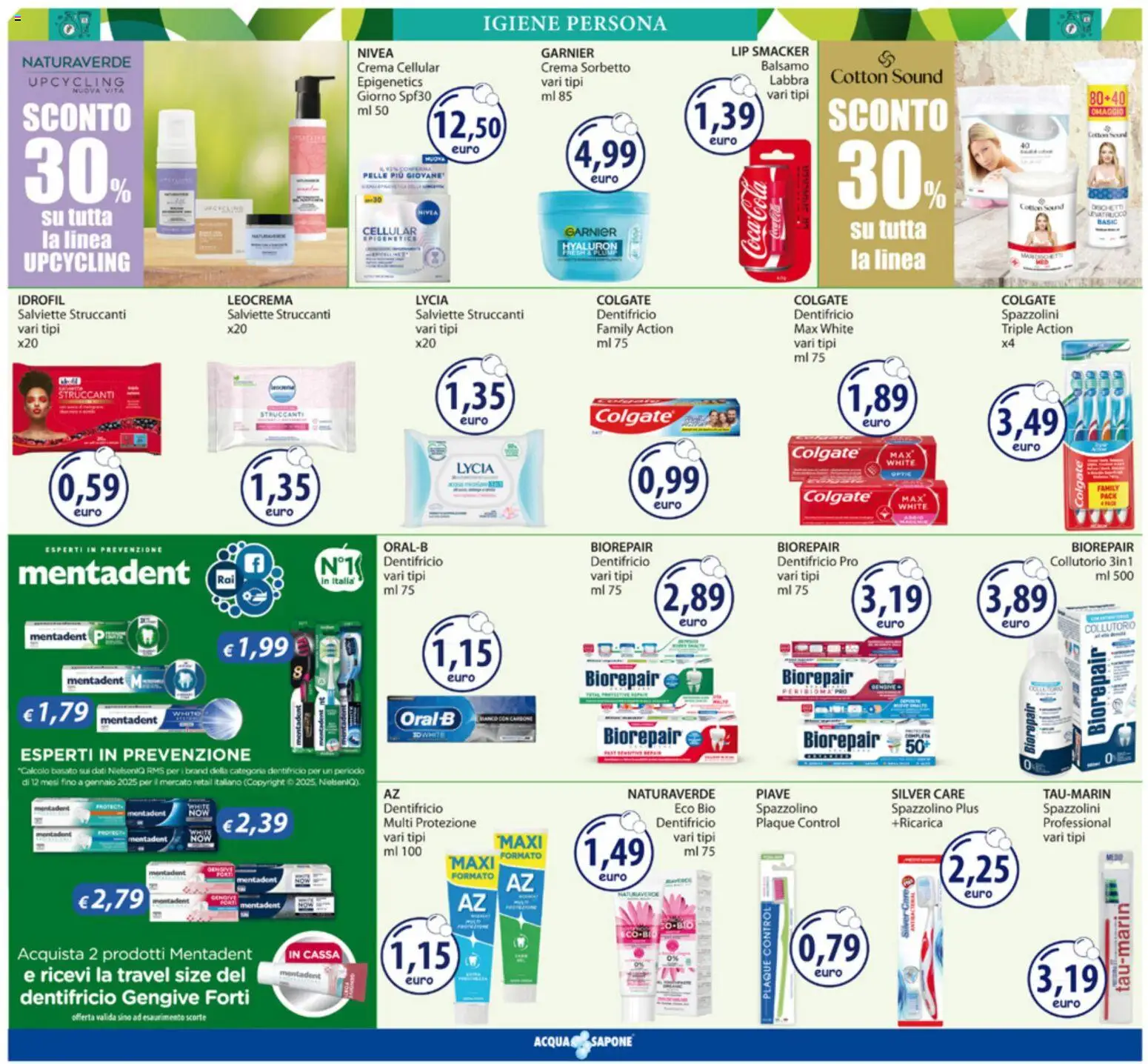 Volantino Acqua e Sapone del 24/08/2026 | Pagina: 9 | Prodotti: Balsamo, Spazzolino, Collutorio, Coca Cola