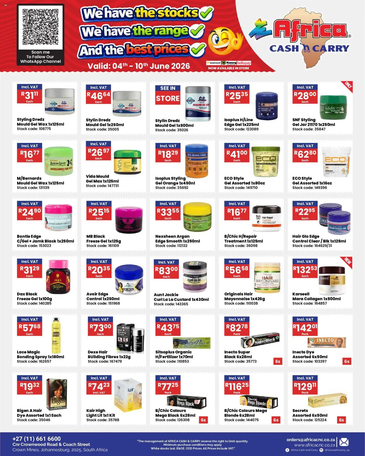 New Africa Cash & Carry catalogue – valid from 04.06.2026 | Page: 4 | Products: Custard, Light, Stock, Mayonnaise