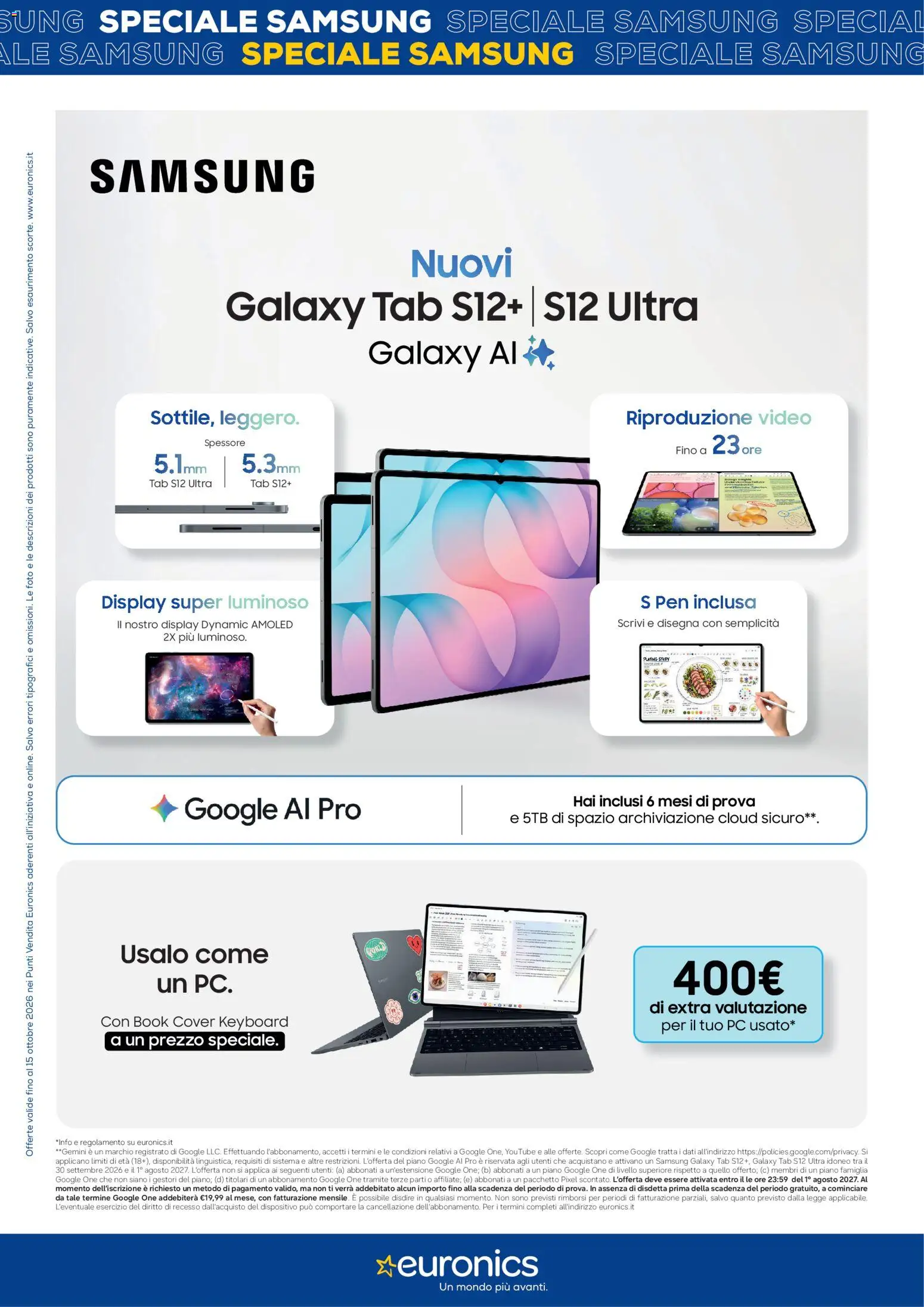 Volantino Euronics del 01/10/2026 | Pagina: 3 | Prodotti: Samsung Galaxy, PC, Video, Samsung