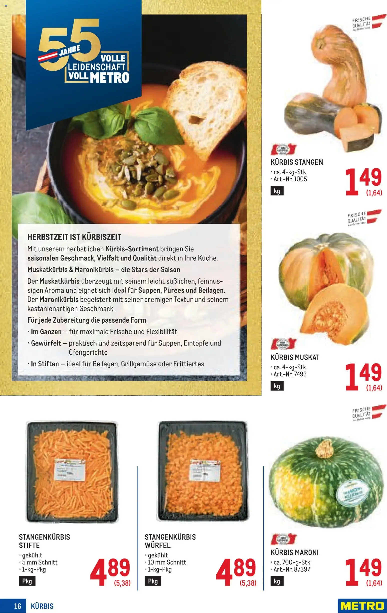Metro angebote Profi gültig ab 03.09.2026 | Seite: 16 | Produkte: Kürbis