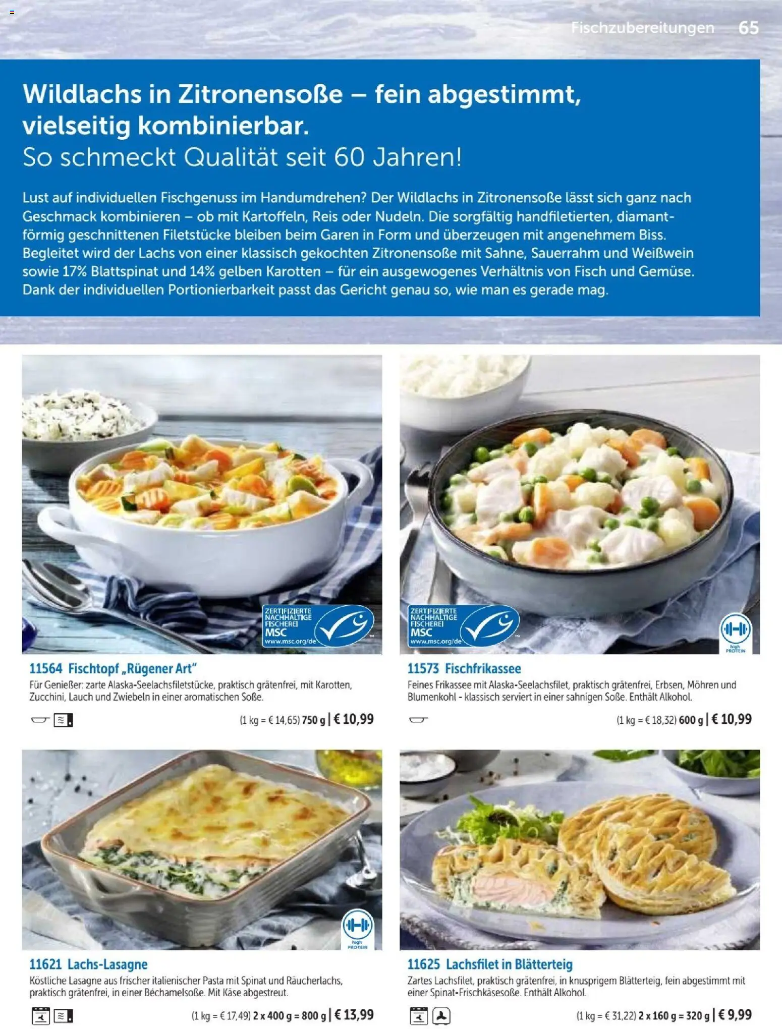 Bofrost Katalog – gültig ab 07.09.2026 | Seite: 65 | Produkte: Lasagne, Mohren, Blumenkohl, Reis