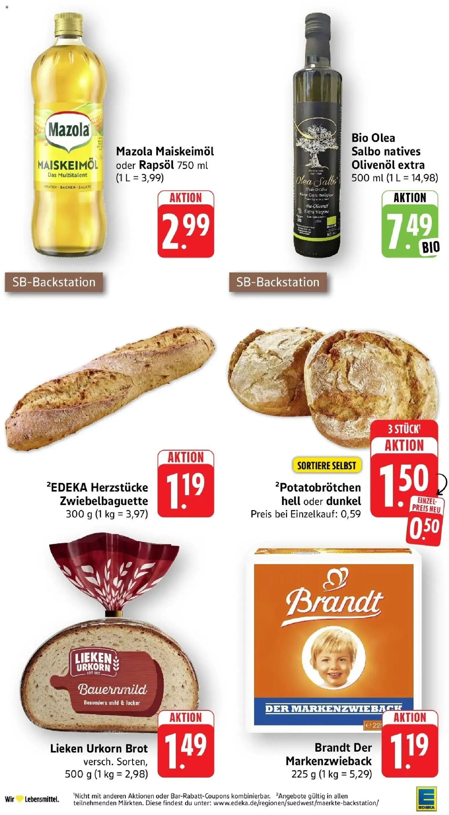 Edeka Prospekt Remseck-Hochberg (ab 12.10.2026) » Angebote Online | Seite: 30 | Produkte: Rapsöl, Olivenol, Brot