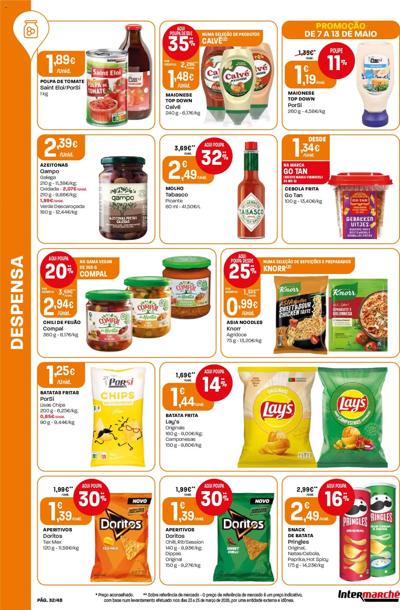 Intermarché folheto │ válido de 07.05.2026 | Página: 32 | Produtos: Azeitonas, Batata frita, Cebola, Batatas fritas