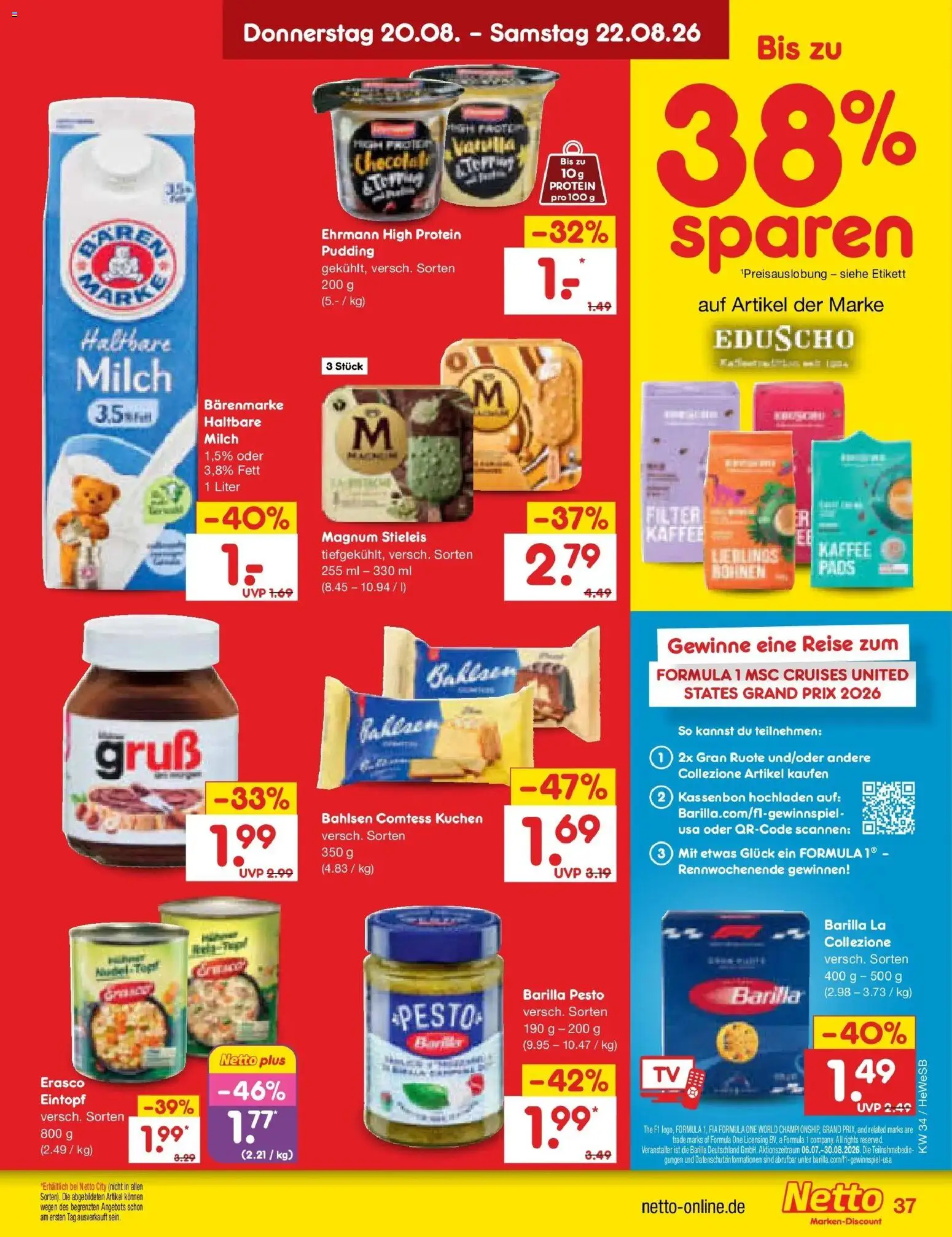 Netto Marken-Discount Prospekt Hamburg – gültig ab 17.08.2026 | Seite: 57 | Produkte: Barilla, Barilla pesto, Erasco, Eduscho