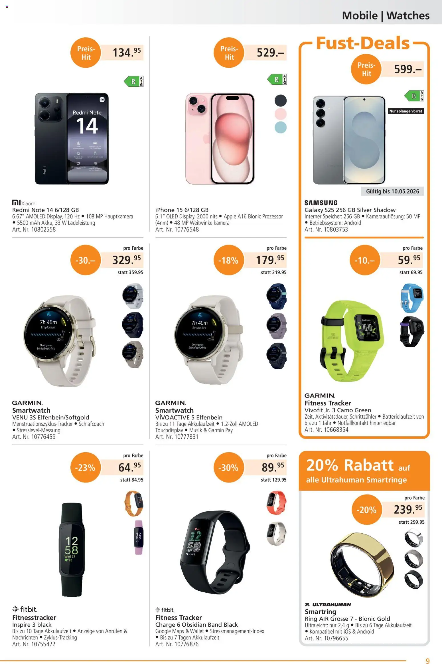 Fust aktionen – gültig ab 01.05.2026 | Seite: 9 | Produkte: Smartwatch, Samsung, Iphone, Xiaomi
