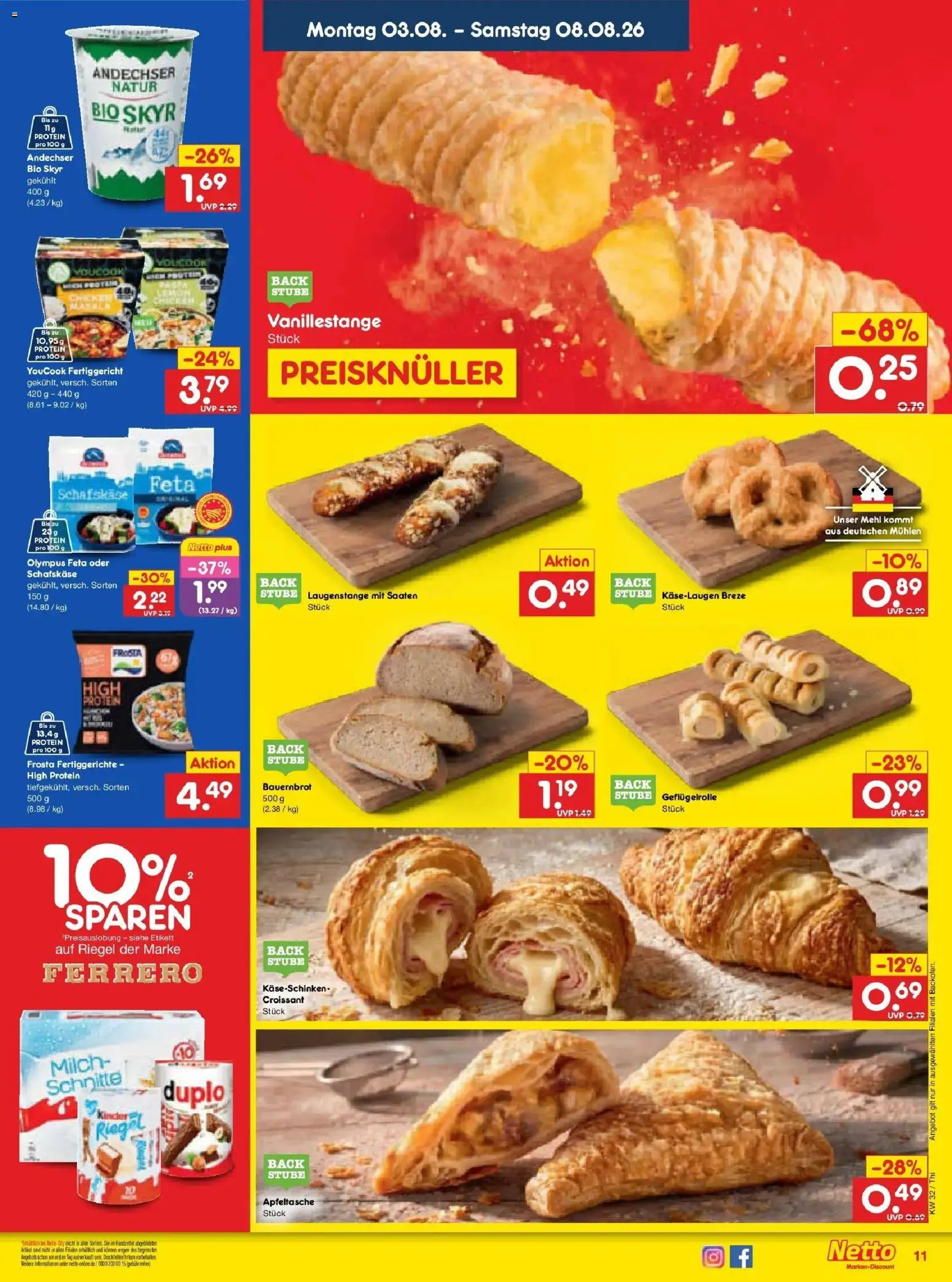 Netto Marken-Discount Prospekt Pirna – gültig ab 03.08.2026 | Seite: 21 | Produkte: Mehl, Milch, Croissant, Fertiggerichte