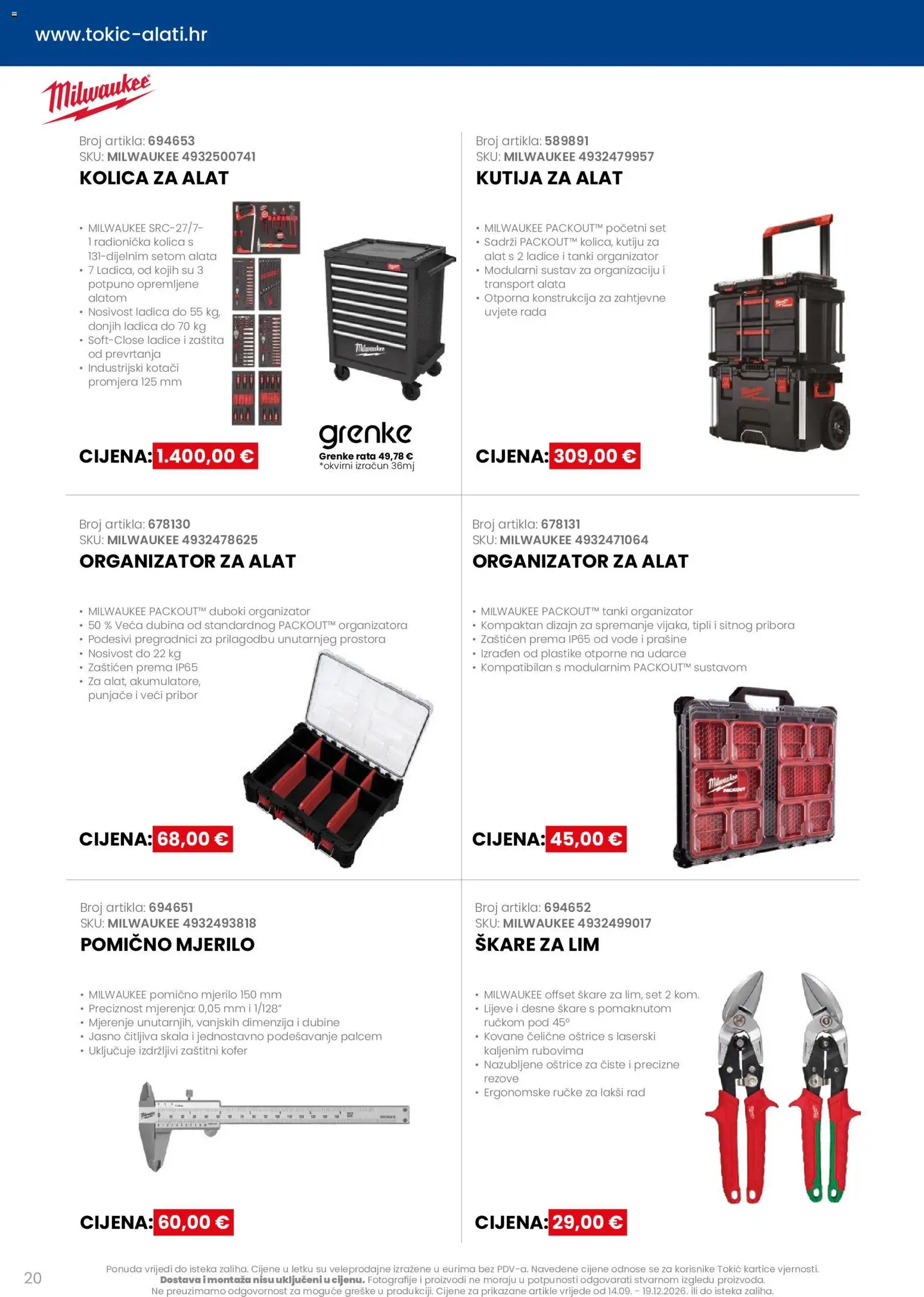 Tokić katalog | vrijedi od 14.09.2026 | Stranica: 20 | Proizvodi: Kutija, Kolica, Ladice, Škare