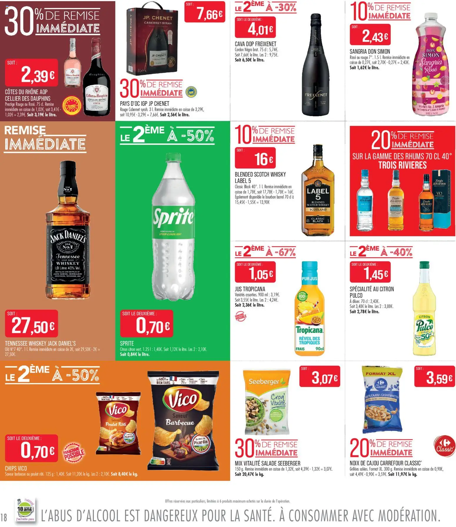 {H1} | Page: 18 | Produits: Citron, Noix de cajou, Whisky Label 5, Chips