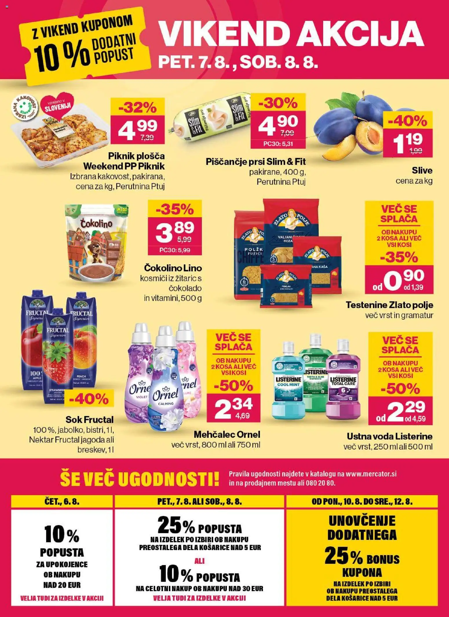 Novi Mercator katalog ponudbe – veljaven od 06.08.2026 | Stran: 40 | Izdelki: Mehčalec, Sok, Kosmici, Voda