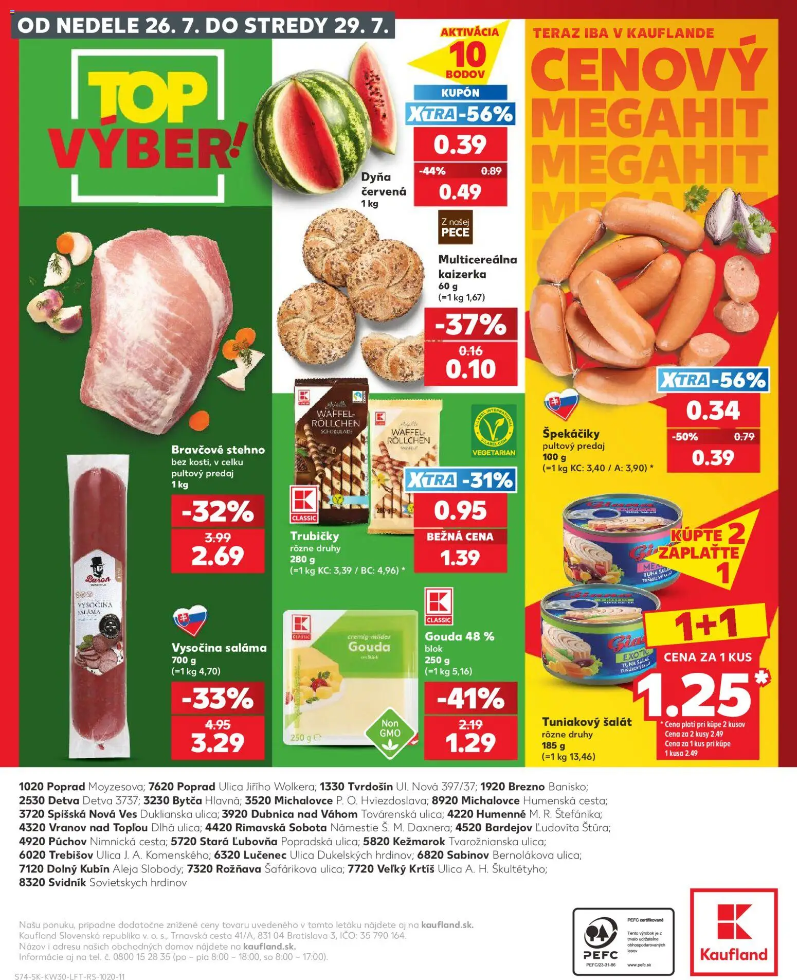 Nové Kaufland akcie – leták je platný od 23.07.2026 | Strana: 74 | Produkty: Saláma, Gouda, Bravčové stehno, Šalát